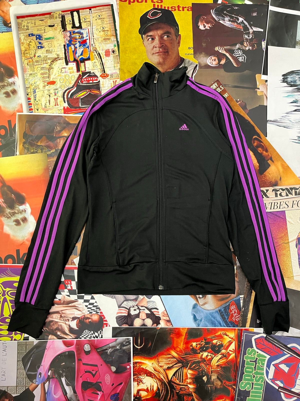 (XS) Adidas mikina dámská černo fialová