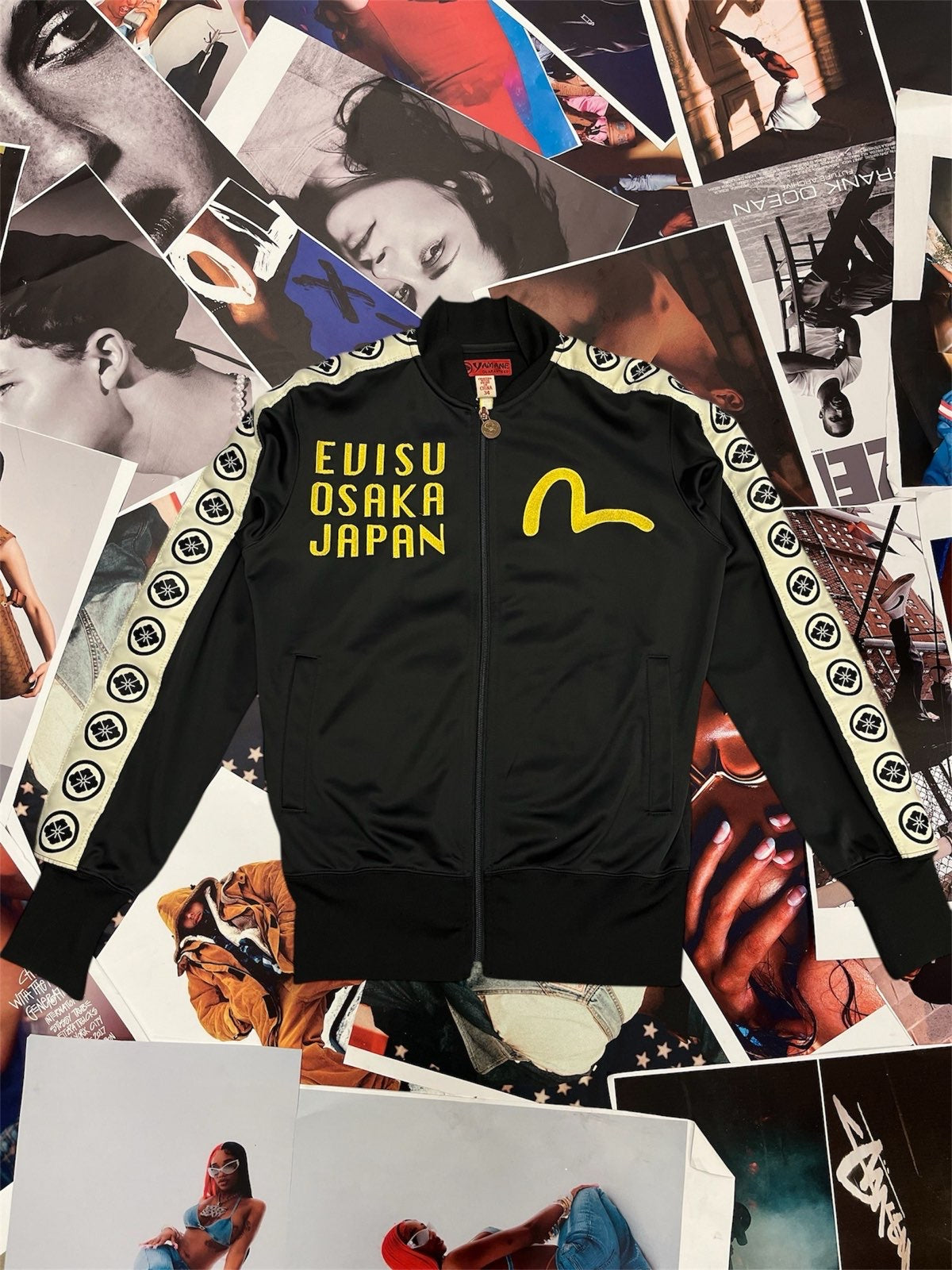 (S) Evisu černá mikina s nápisem EVIS OSAKA JAPAN