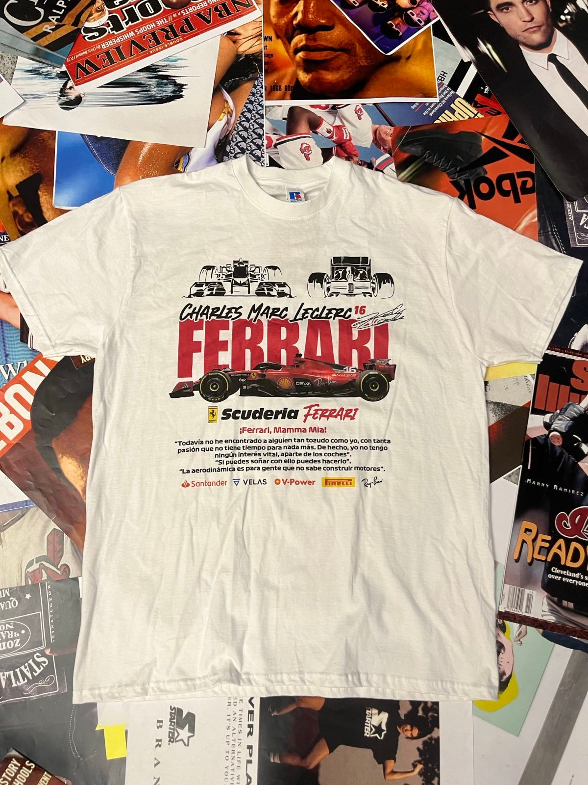 BOOTLEG triko bílé červené Ferrari Charles Marc Leclerc