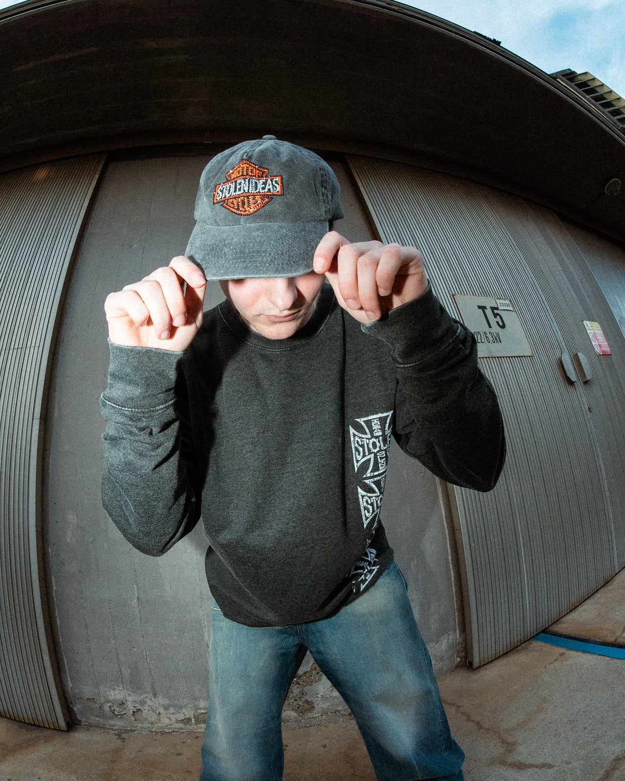 1of1 KŠILTOVKA washed šedá Harley Davidson rhinestones logo