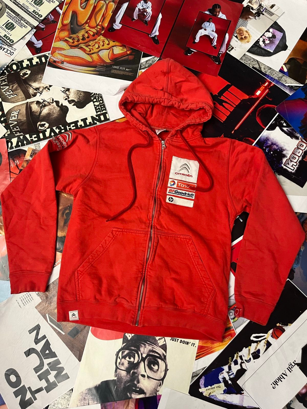 (L) Citroen MIKINA na zip červená s kapucí