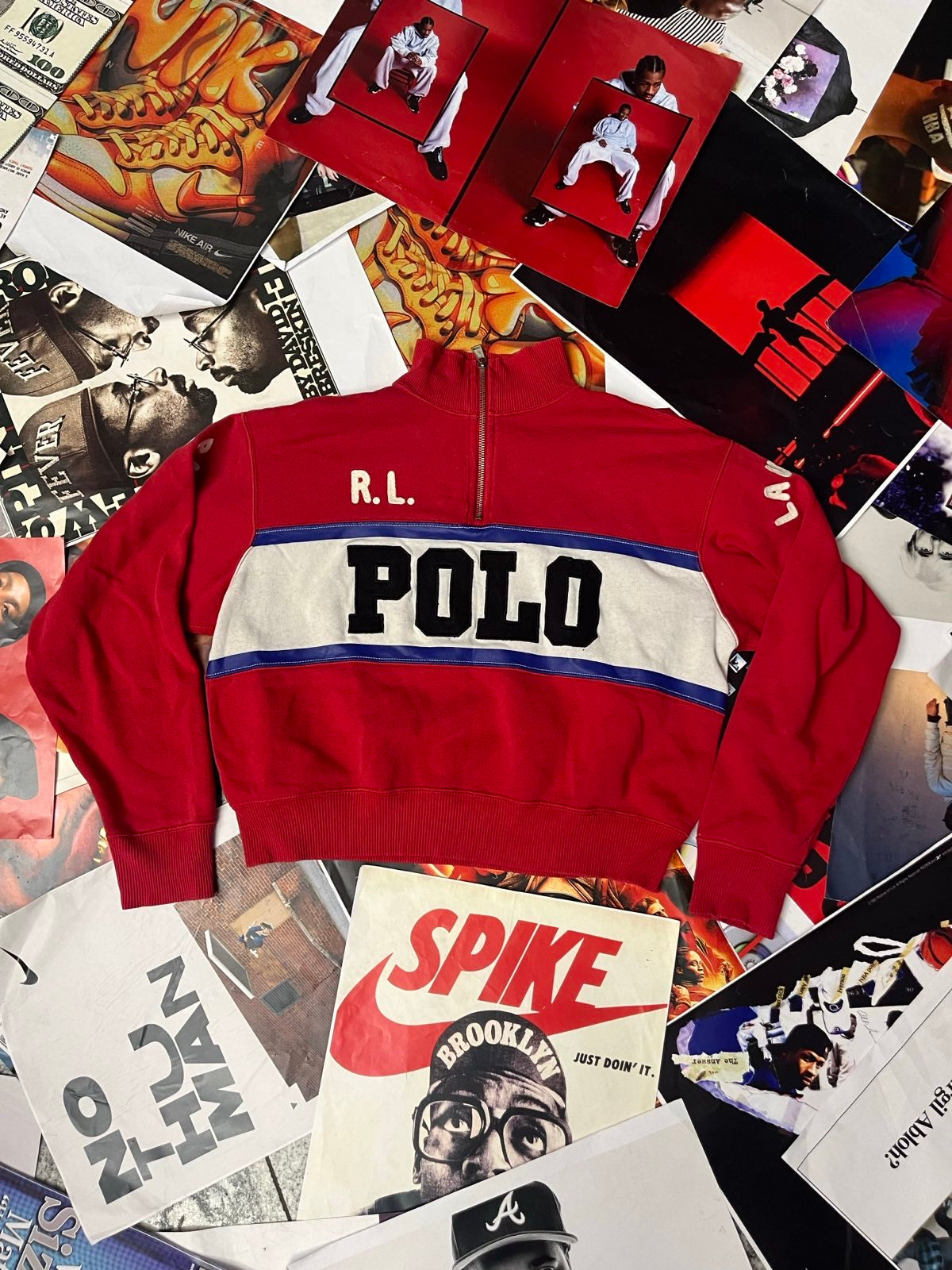 (S) Polo Ralph Lauren mikina červeno–bílo–modrá, logo na hrudi