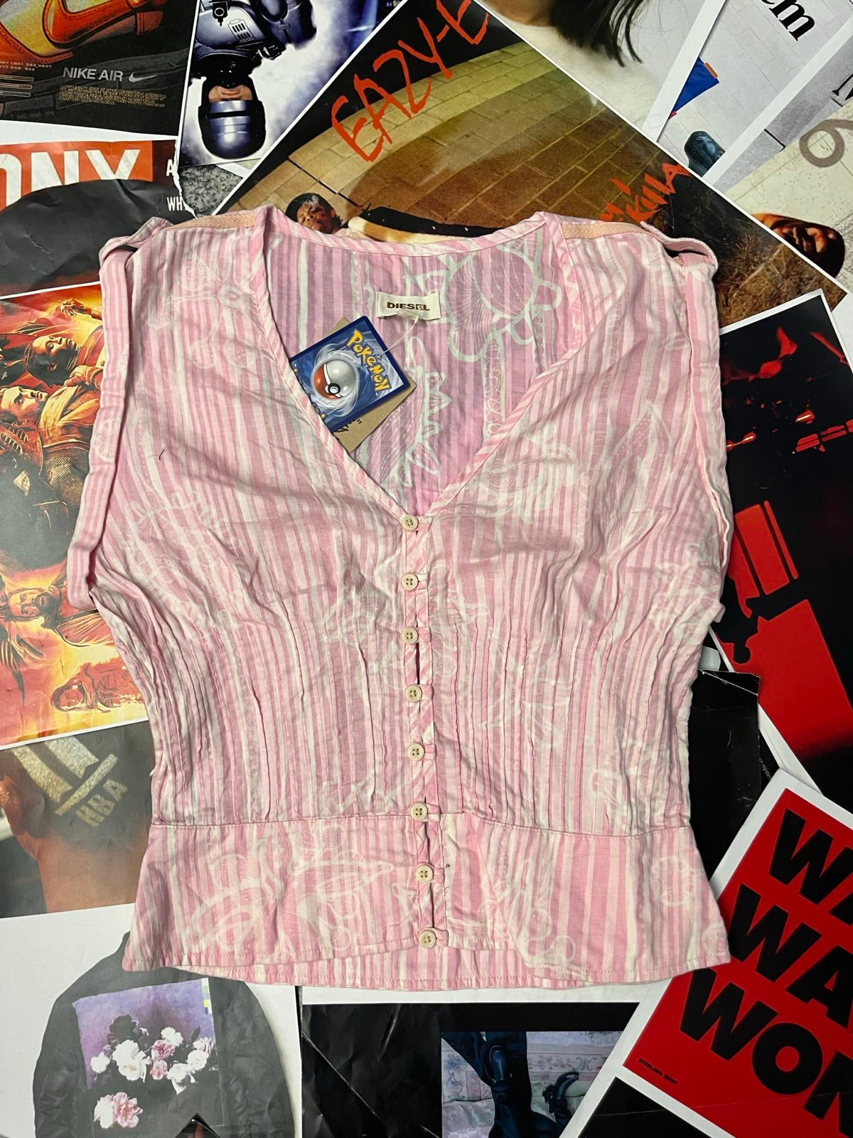 (S) Diesel top na knoflíky dámský růžový