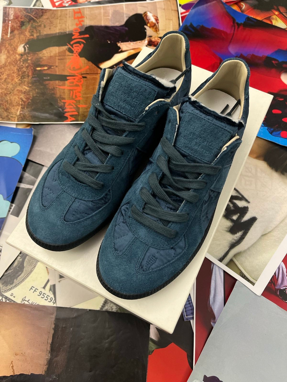 Maison Margiela tenisky modré semišové vel. 42 s krabicí