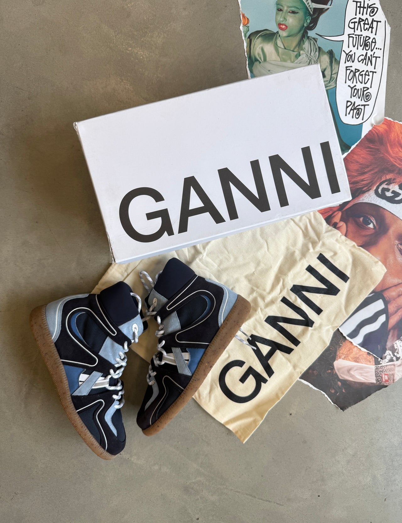 (39) GANNI Midnight Blue High Top kotníkové tenisky