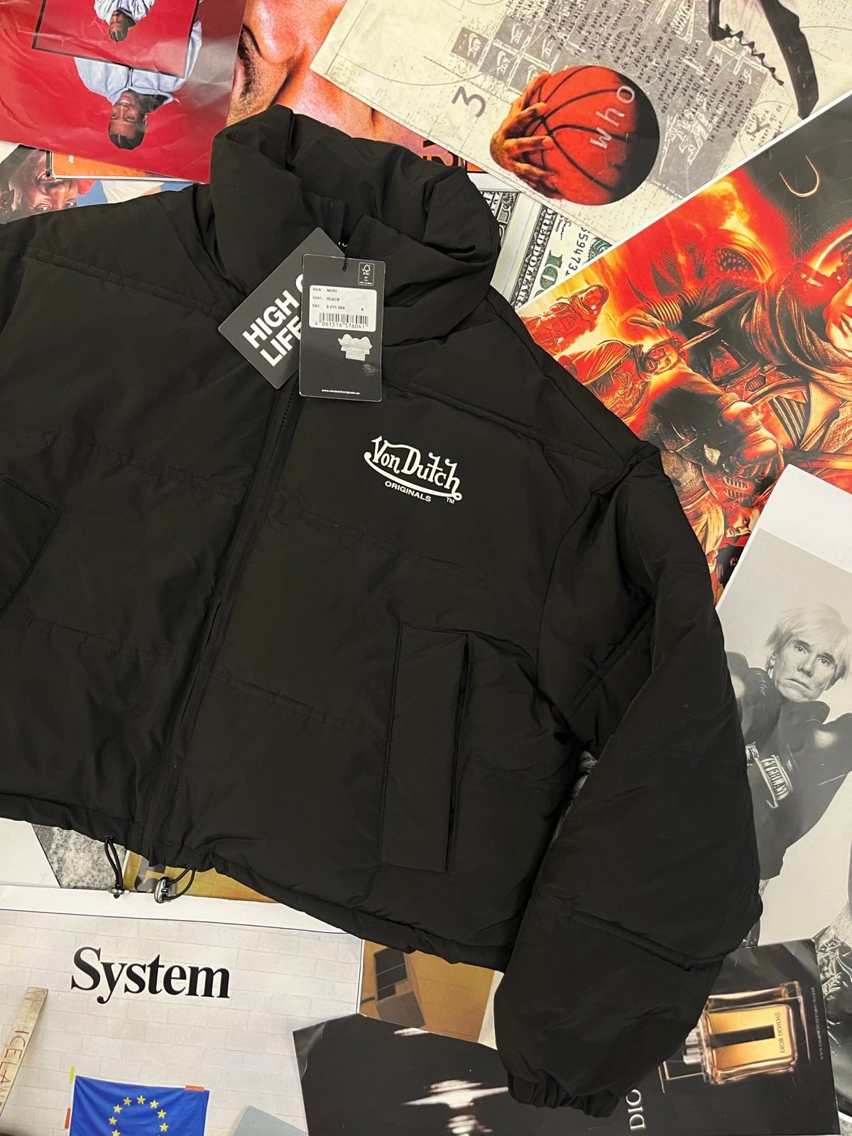 Von Dutch BUNDA puffer černá, bílý nápis Von Dutch na zádech S