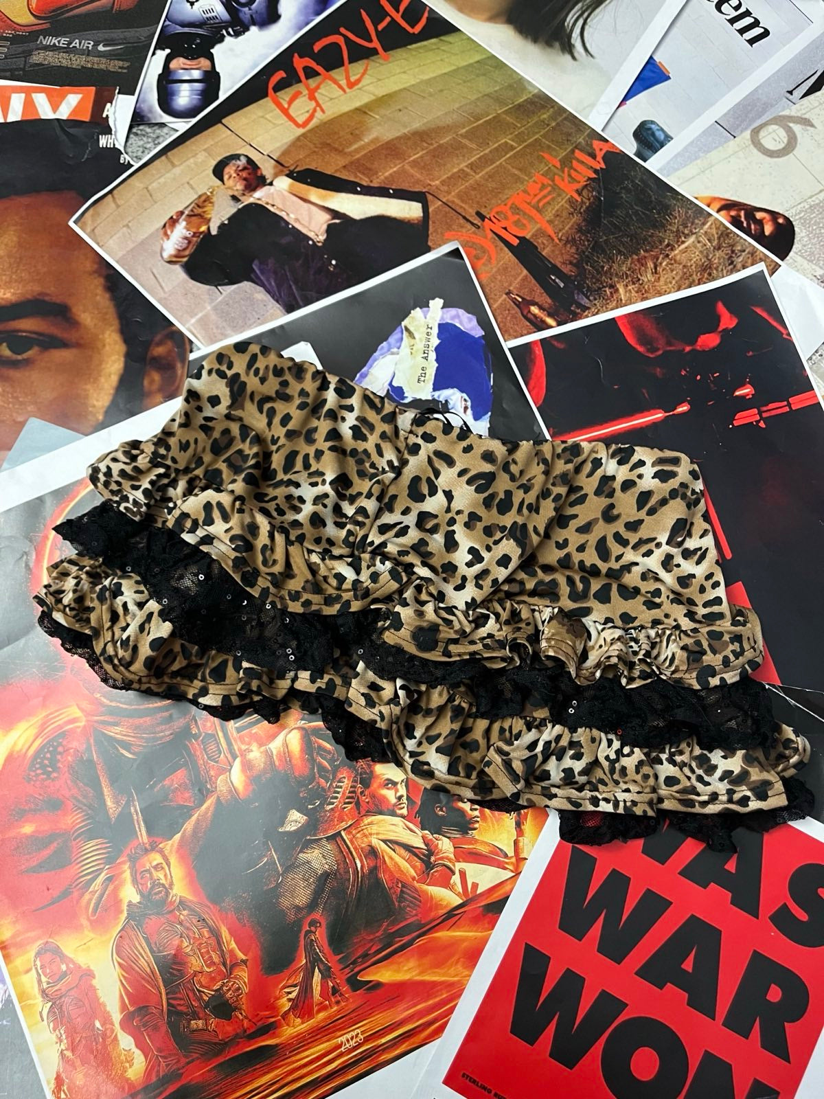 (XS) Sukně leopardí vzor s krajkou mini