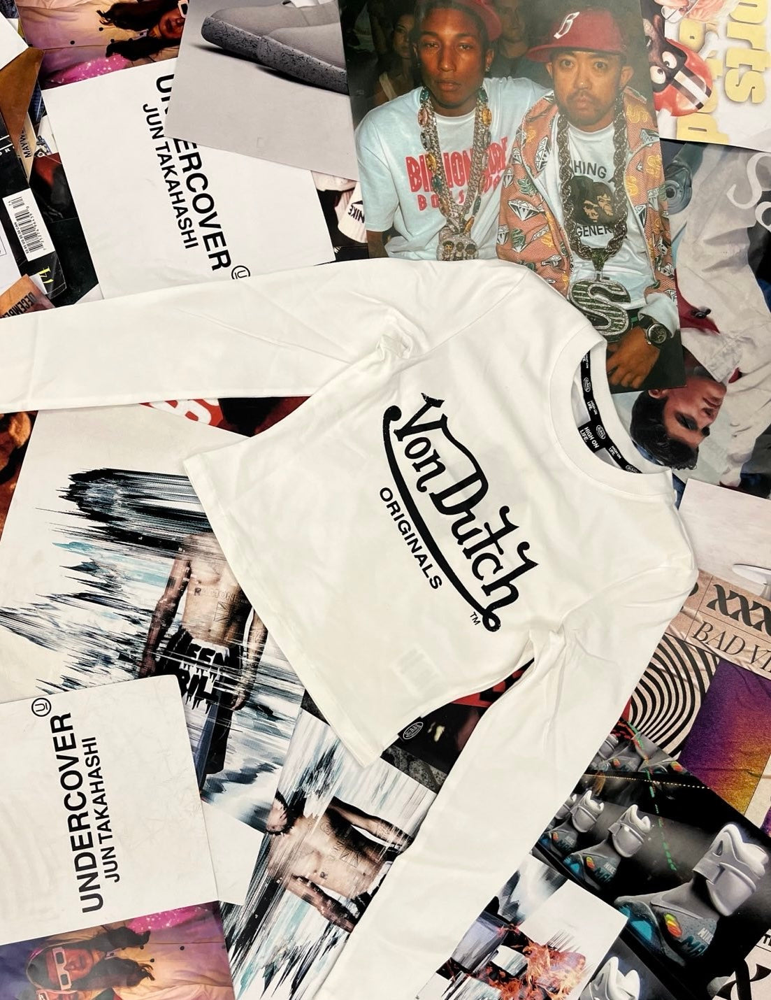 Von Dutch top bílý s dlouhým rukávem a černým Von Dutch XS