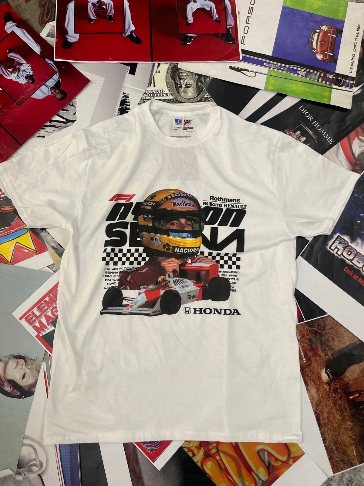 BOOTLEG triko bílé Ayrton Senna