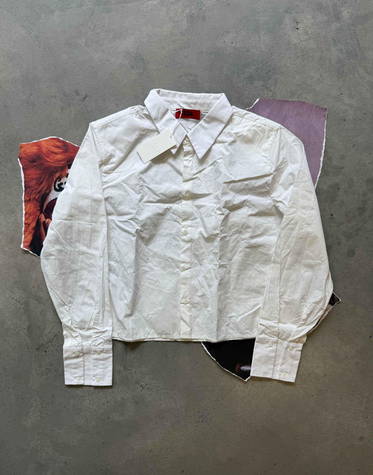 (L/XL) 424 FourTwoFour Cropped Shirt White