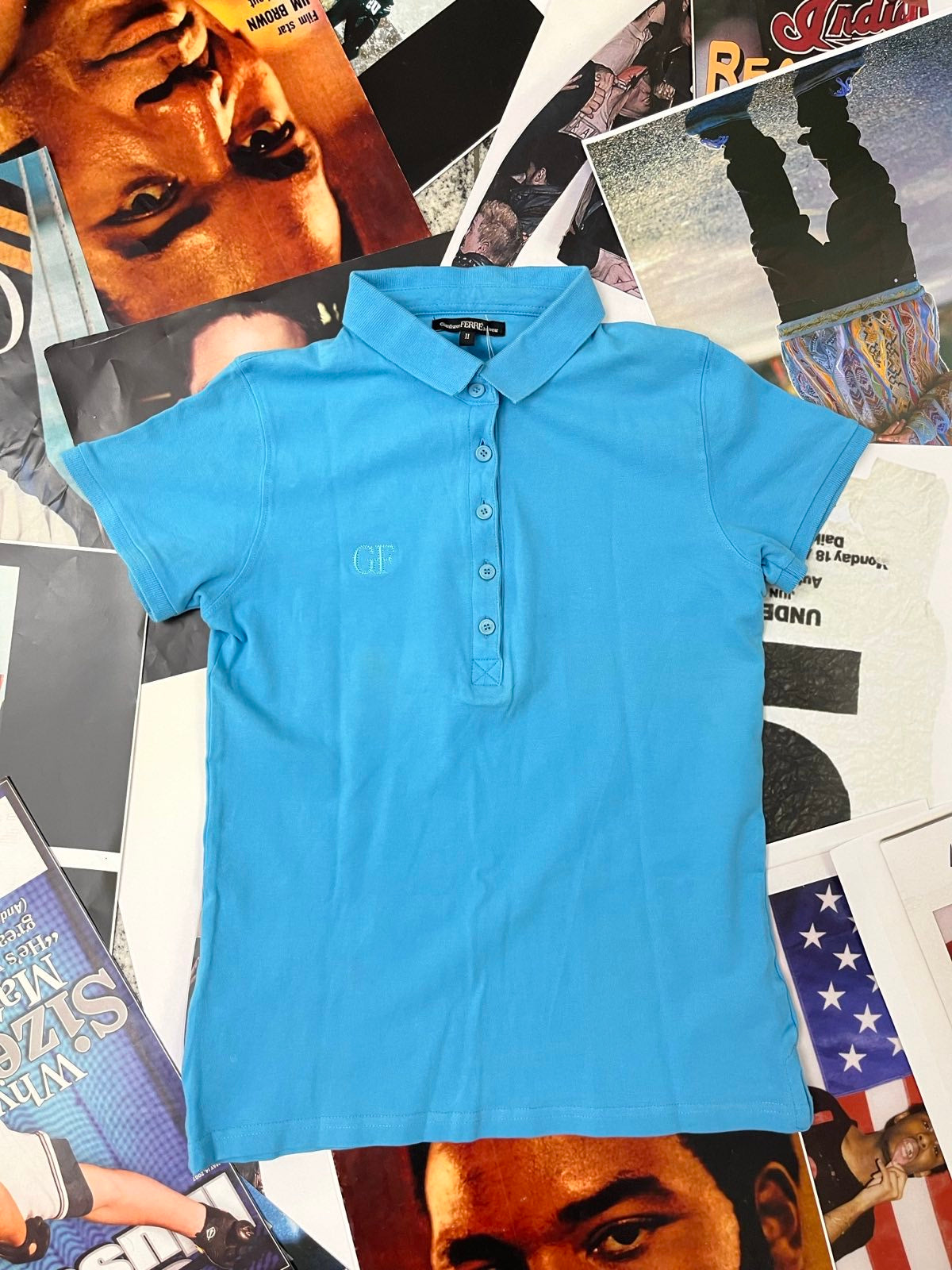 (M) Gianfranco FERRÉ beachwear polotriko dámské modré s krátkým rukávem