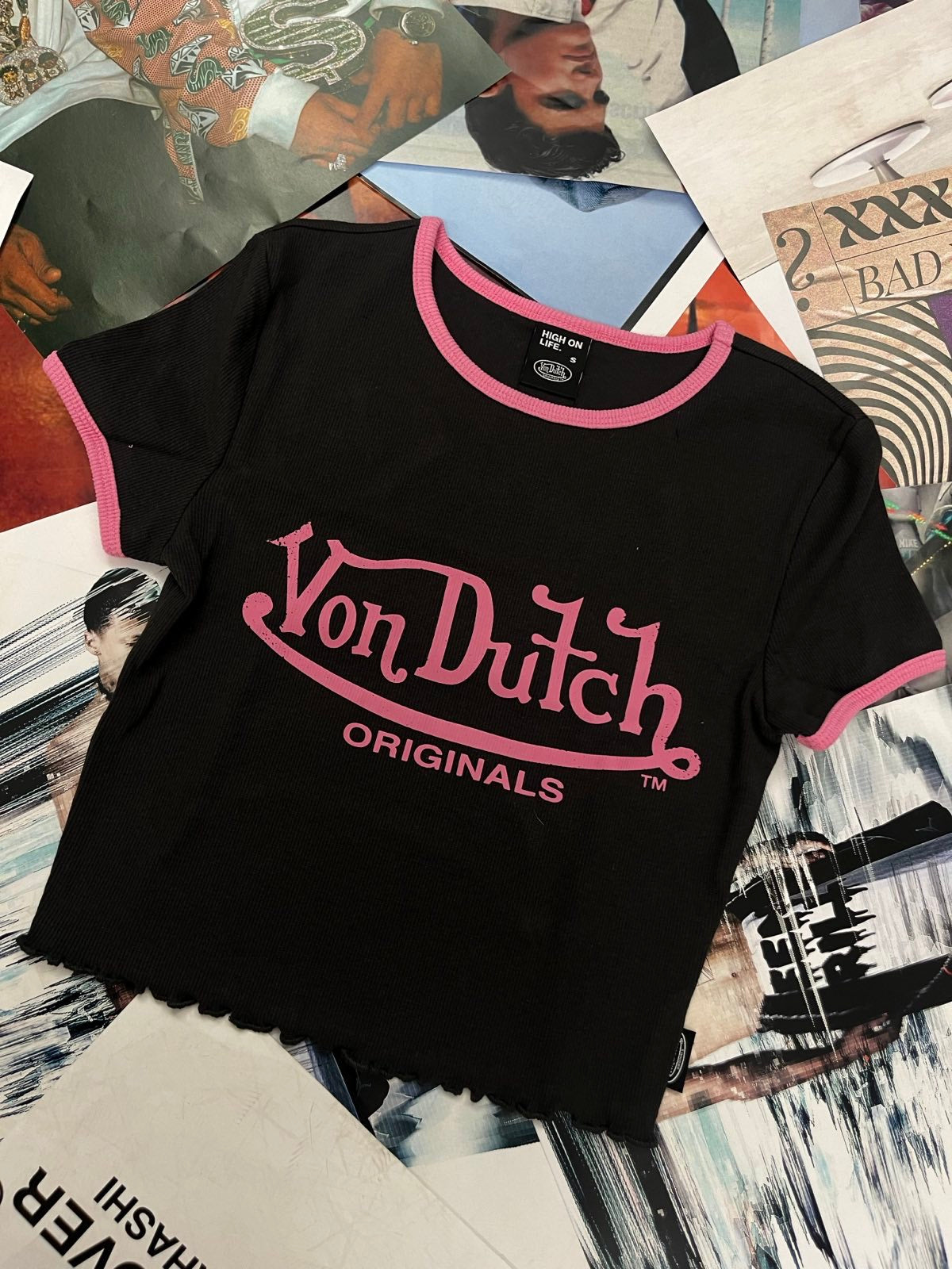 Von Dutch top Tmavě šedo-růžový S
