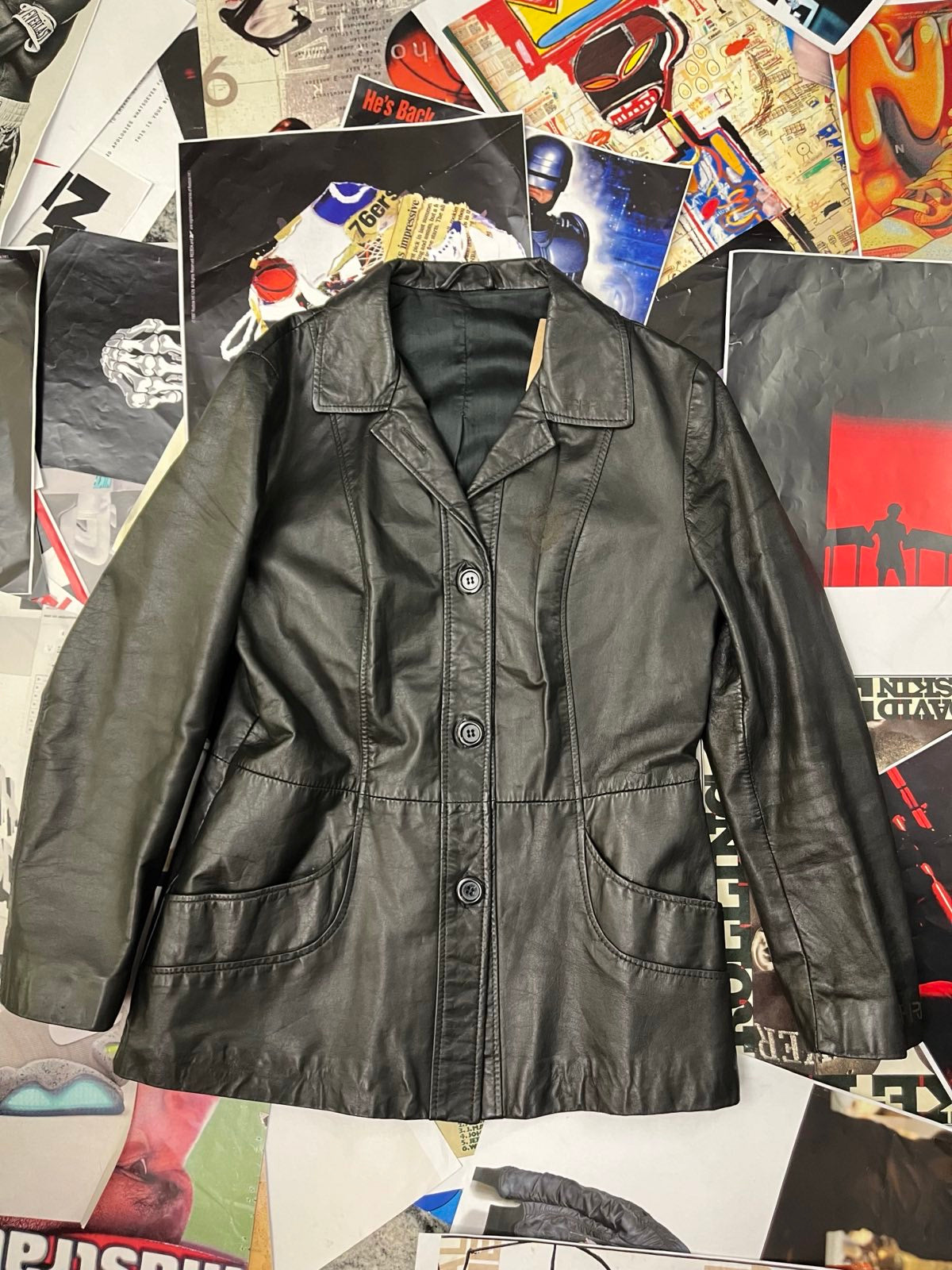 (M) ESPIRIT kožená bunda černá dámská logo min versace