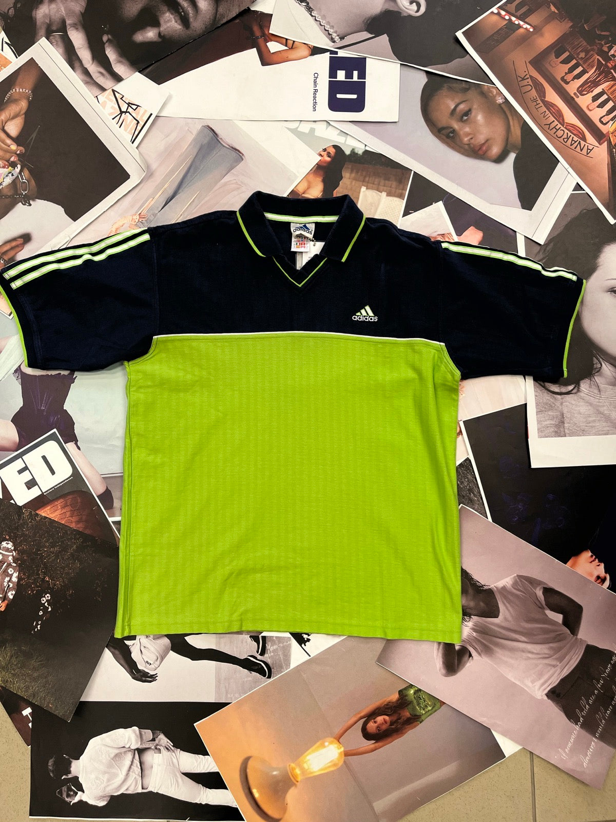 (L) ADIDAS polo triko modro zelené