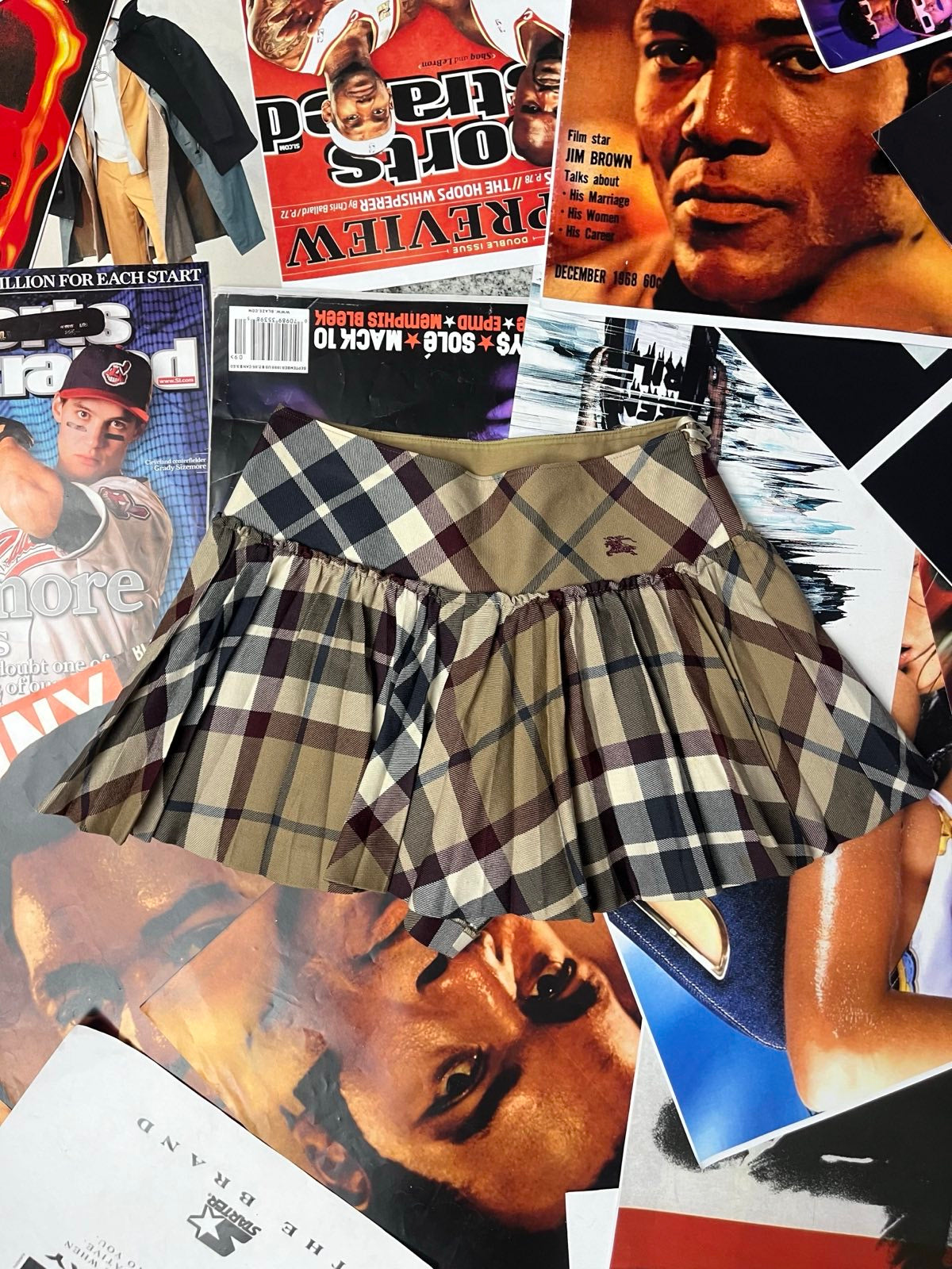 Burberry London Blue Label ŠORTKOSUKNĚ hnědé kárované s vyšitým Burberry logem u pasu XS