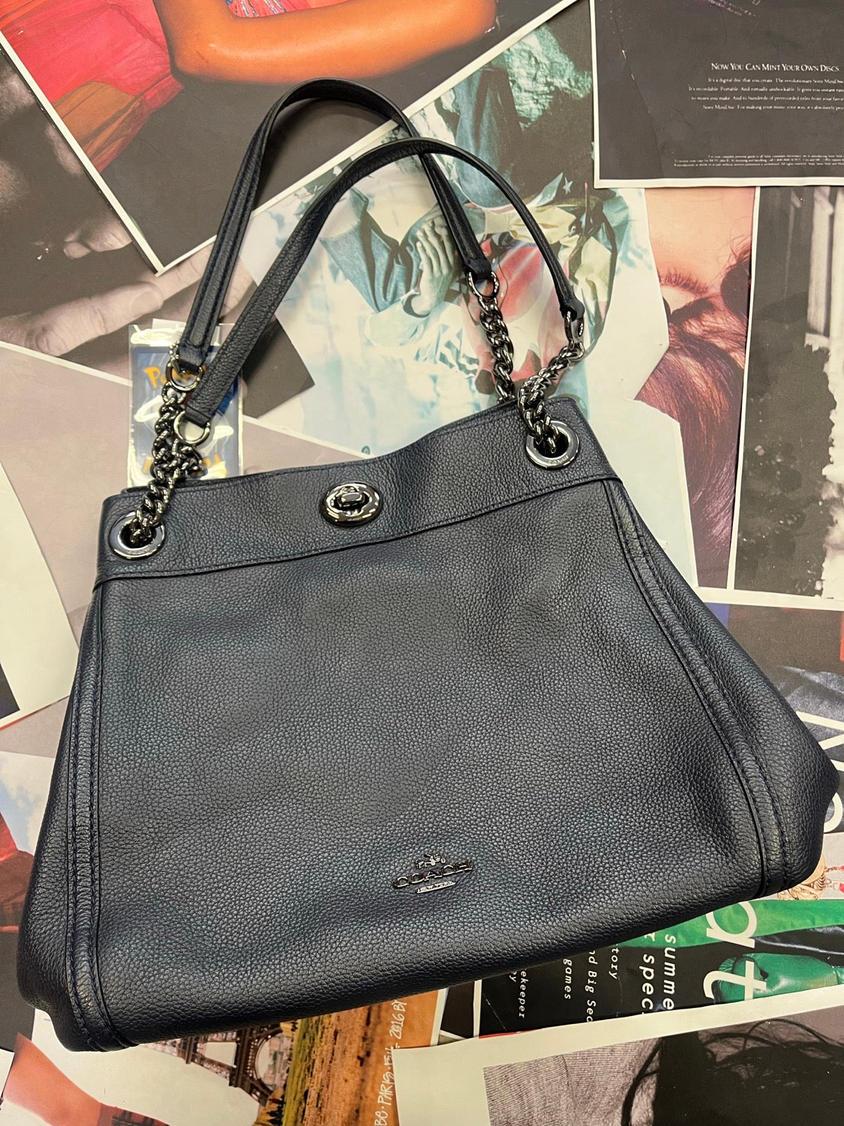 Coach kožená shopper kabelka washed černá
