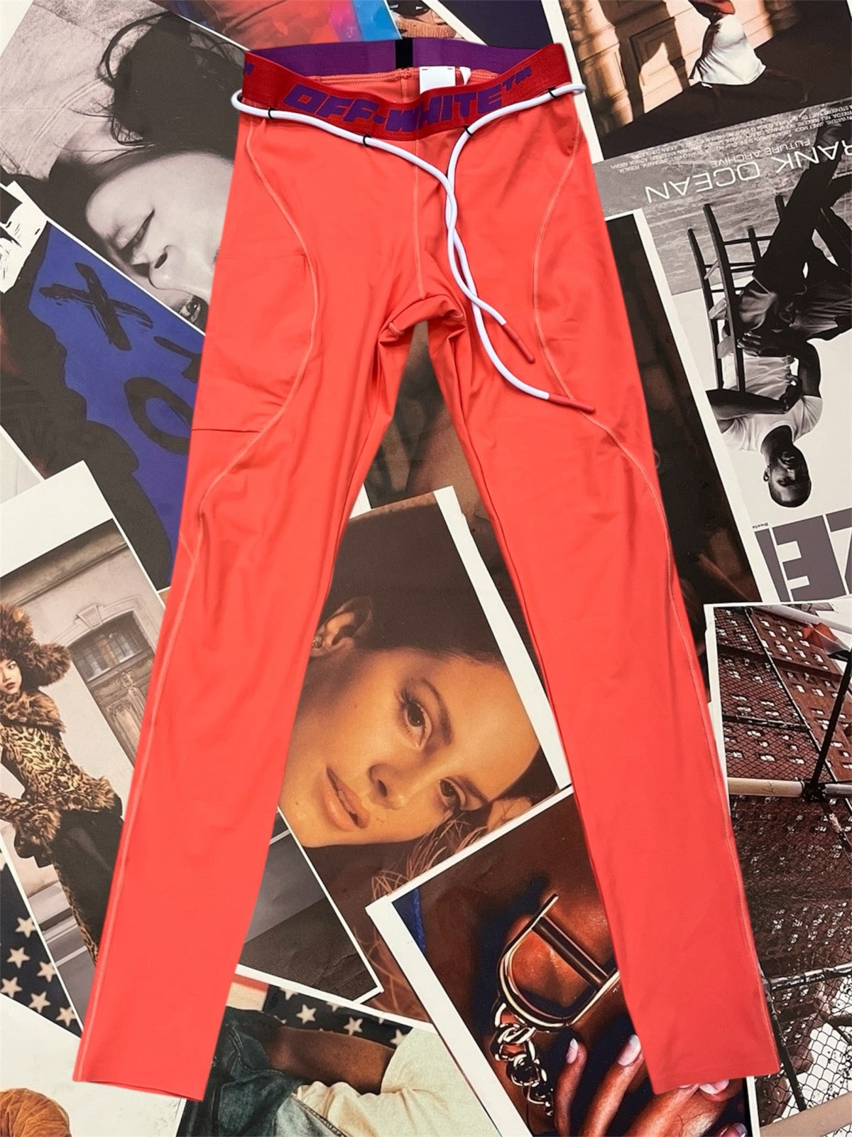 (XS) Off-White korálové sportovní legíny s logem v pase