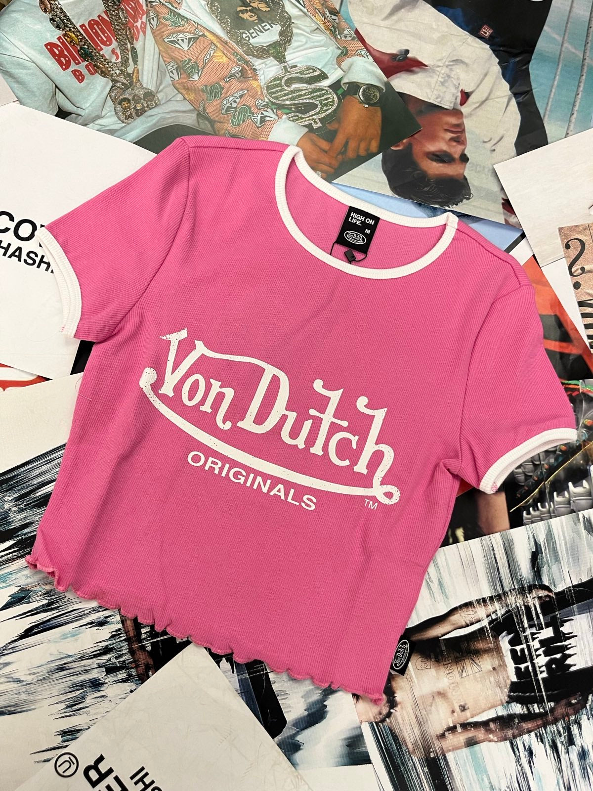 Von Dutch top růžový s bílým logem M