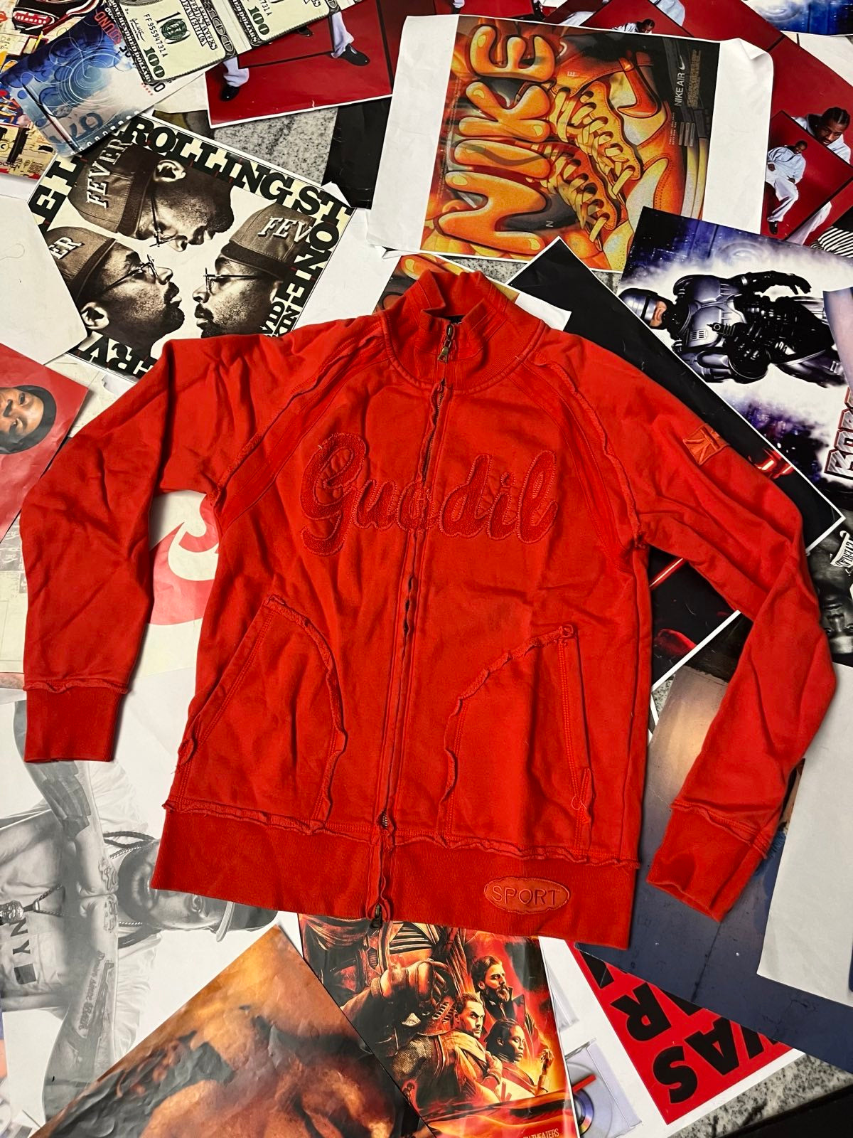 (S) GuoDil mikina červená na zip