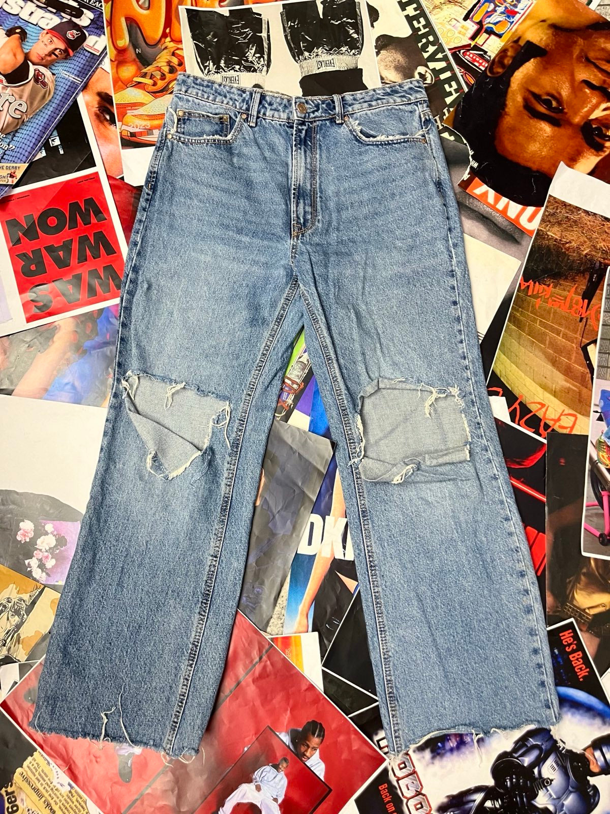 (L) Stradivarius custom džíny s dírami