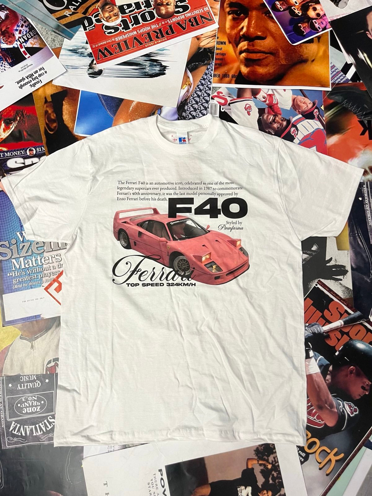 BOOTLEG triko bílé růžové Ferrari F40