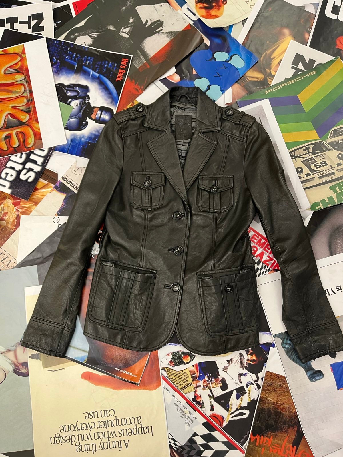 (S) ZERO collection kožená bunda černá dámská