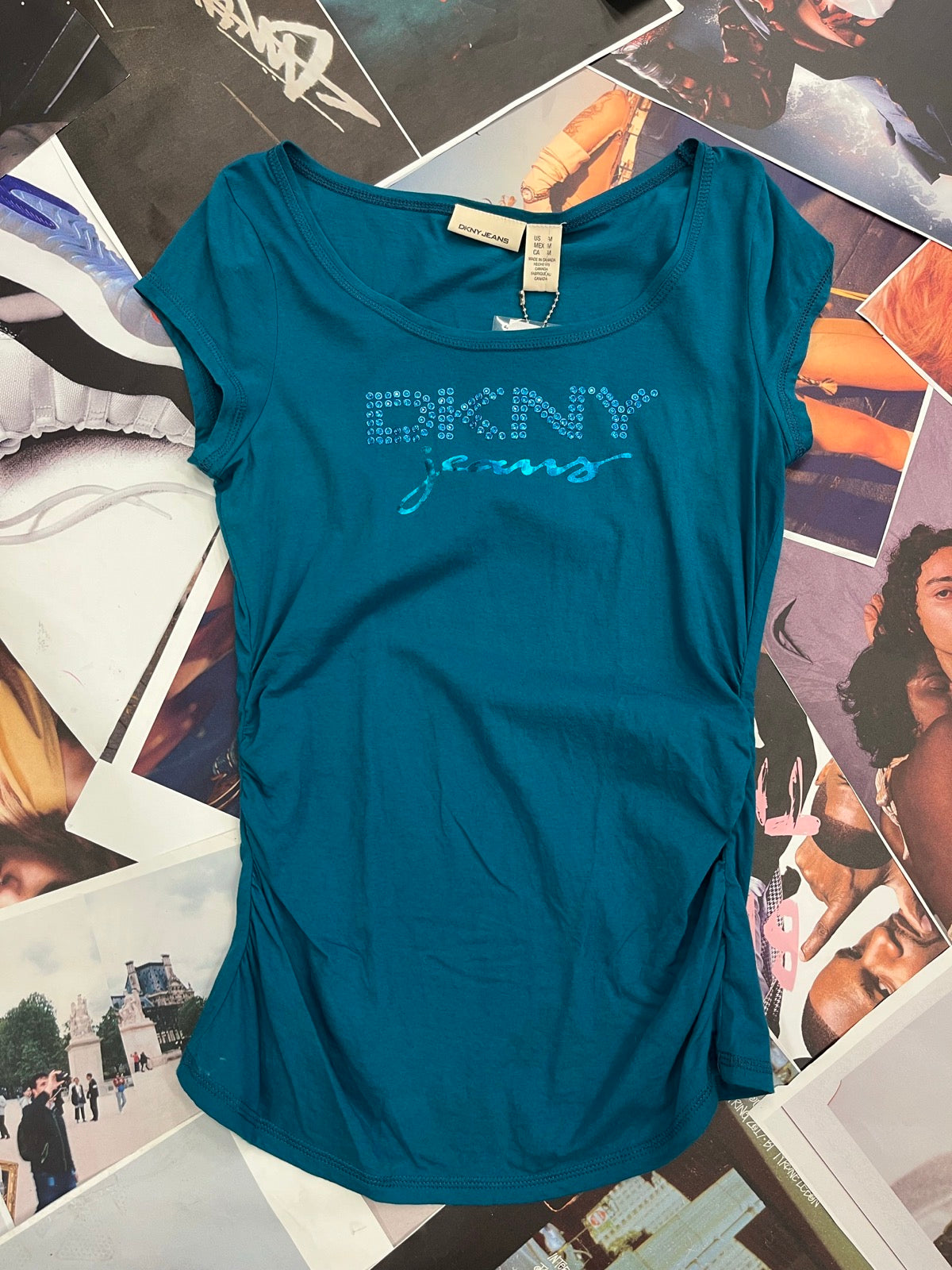 (M) DKNY JEANS top modrý s logem na hrudi