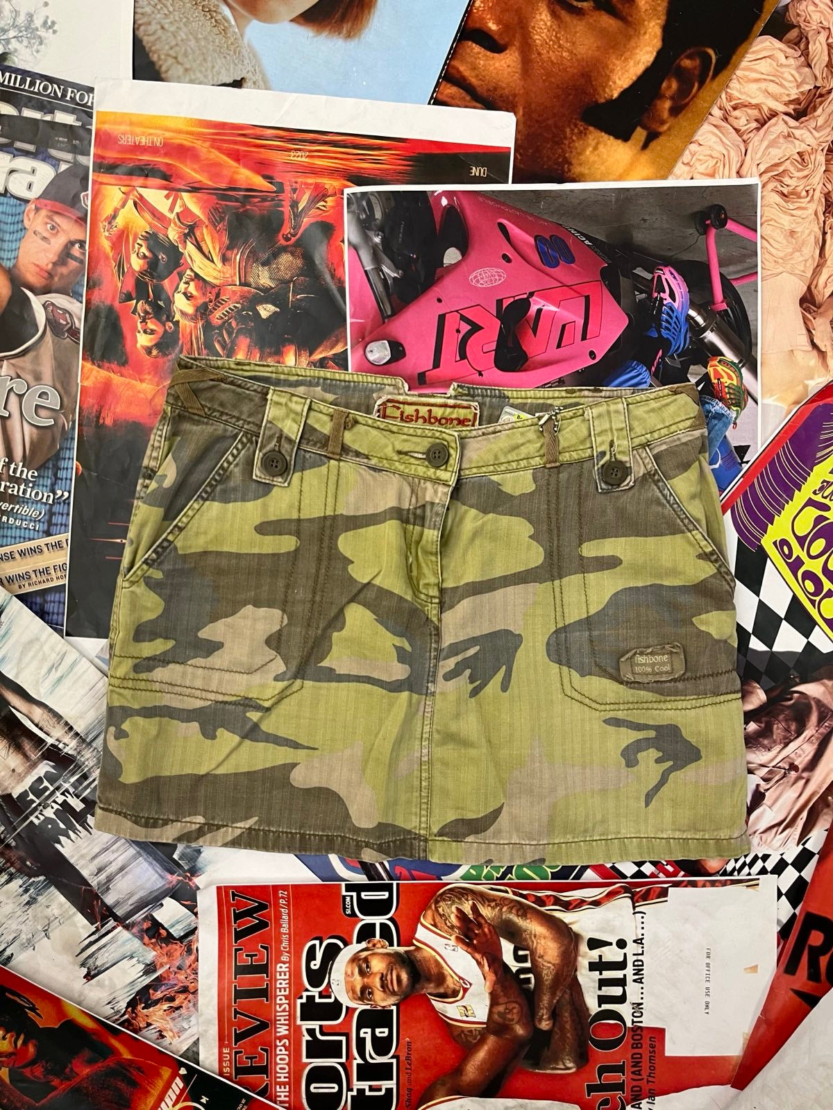 (M) Khaki maskáčová mini sukně