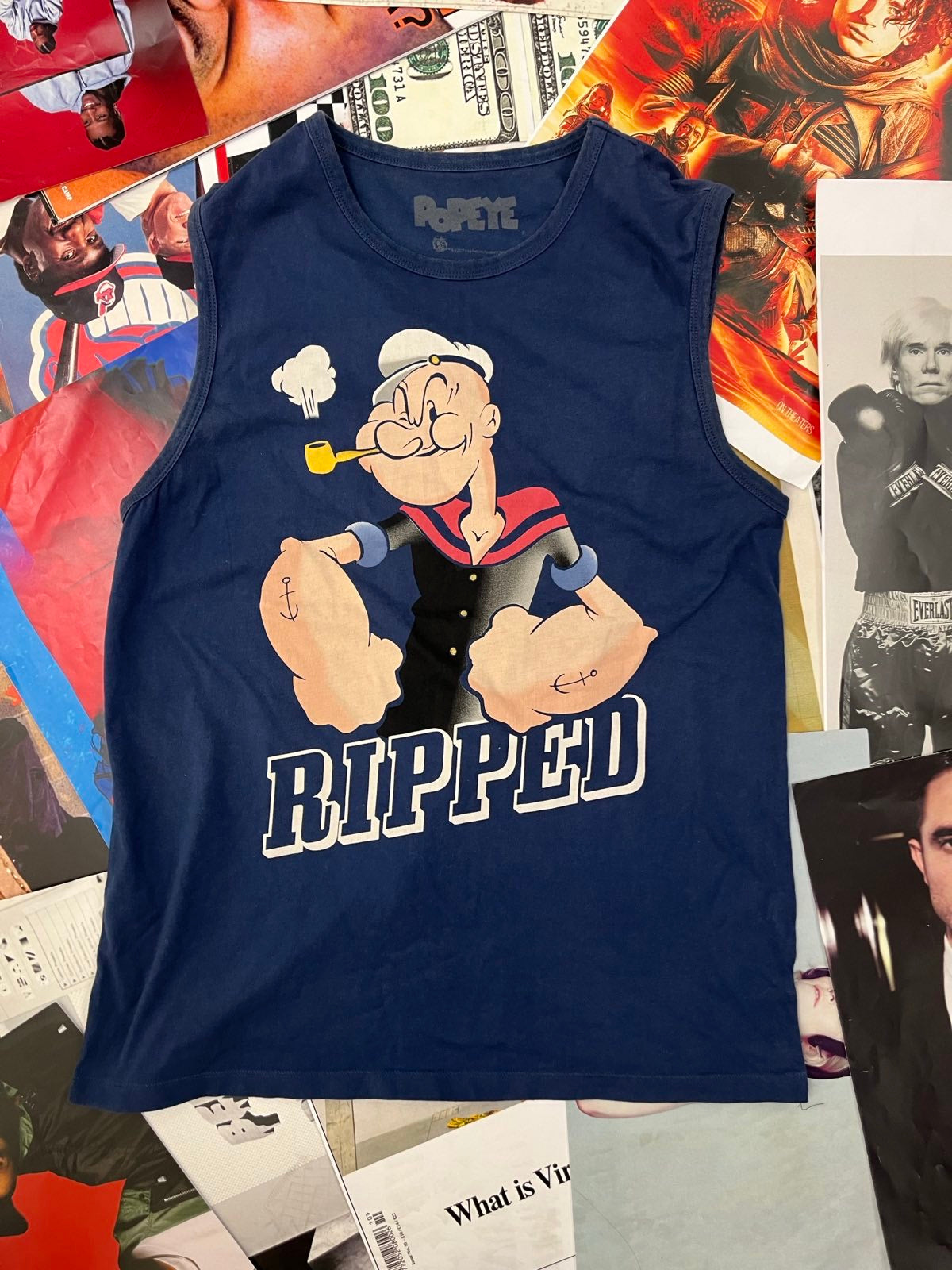 Popeye TÍLKO pánské tmavě modré s potiskem Pepka námořníka a nápisem Ripped L