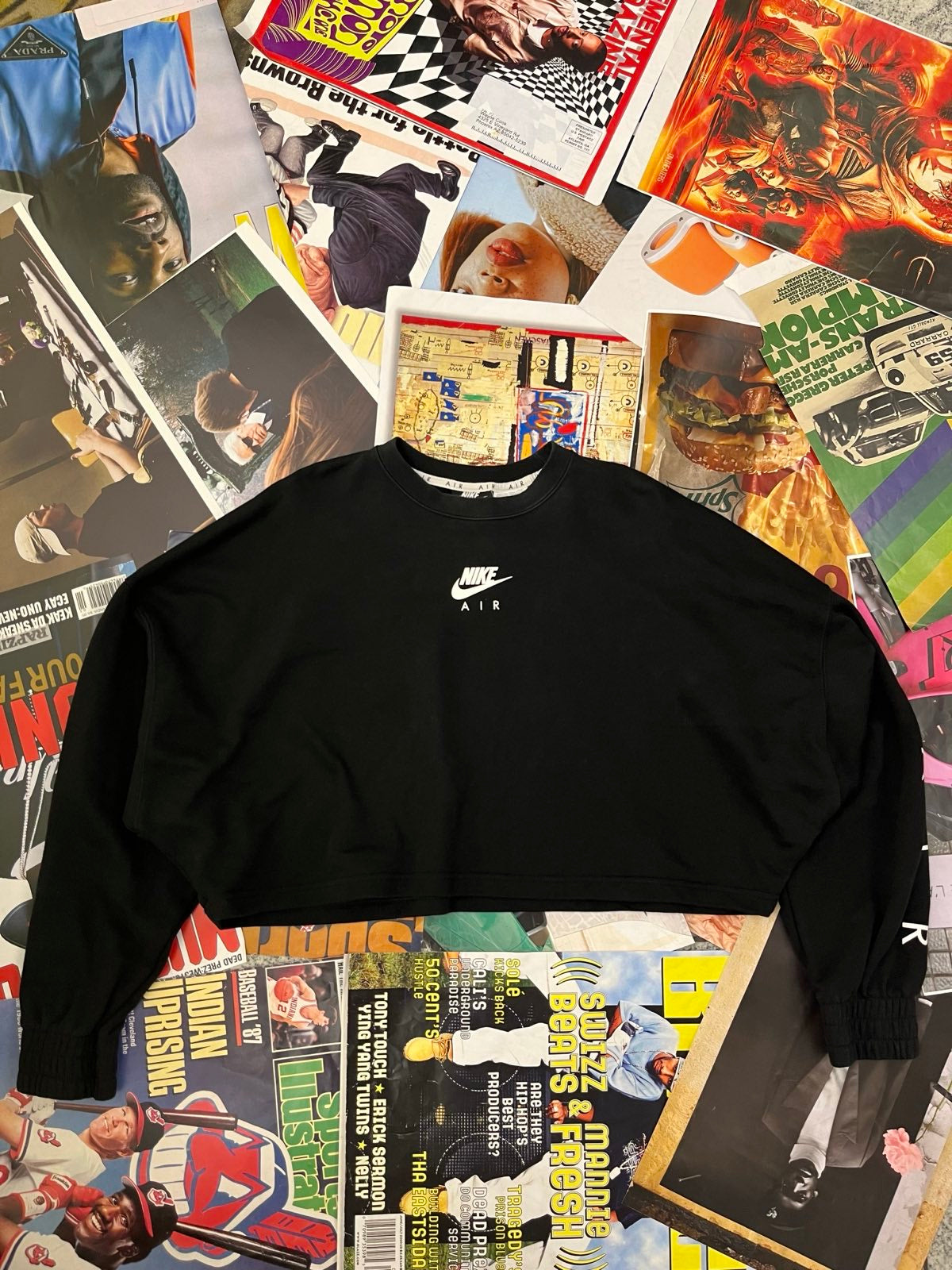 (XXL) Nike černá crop mikina s bílým logem