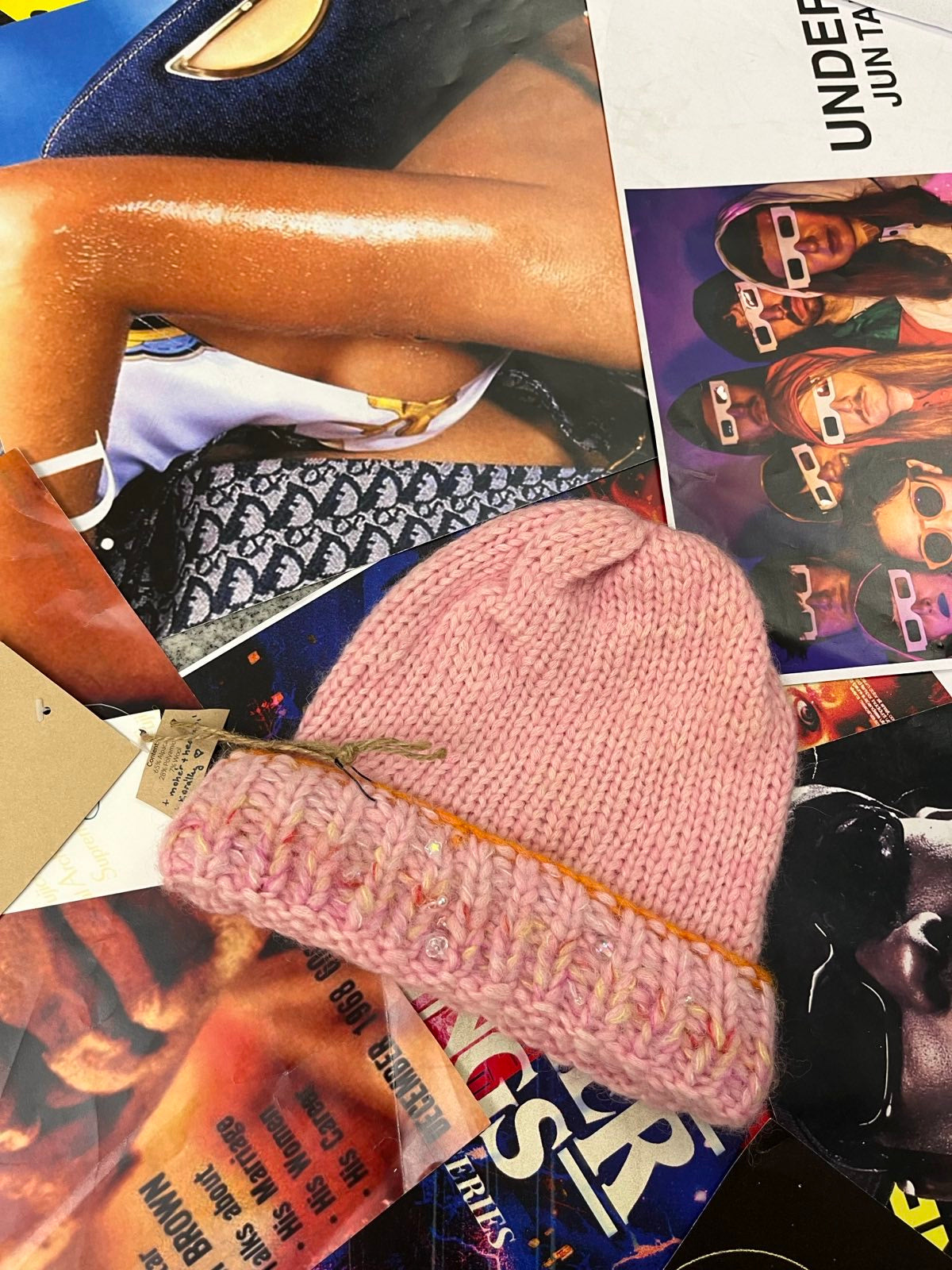 Pletená čepice ružová OS