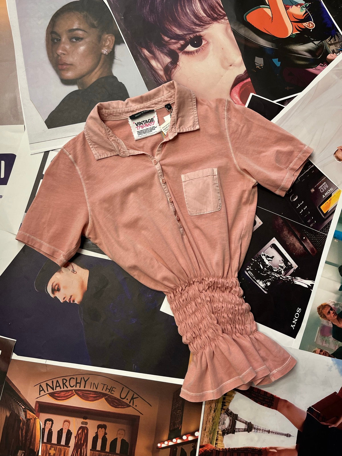 (XS) Reworked top Marc O Polo růžový s žabičkováním
