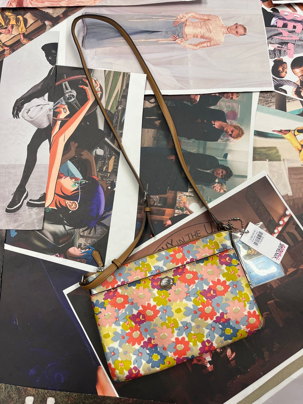 COACH kožená crossbody kabelka Floral Print
