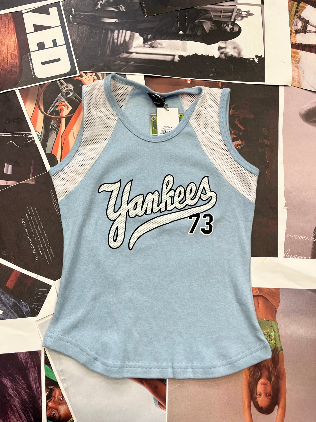 (S) SOK Life Sports světle modré dámské tílko, nápis Yankees 73
