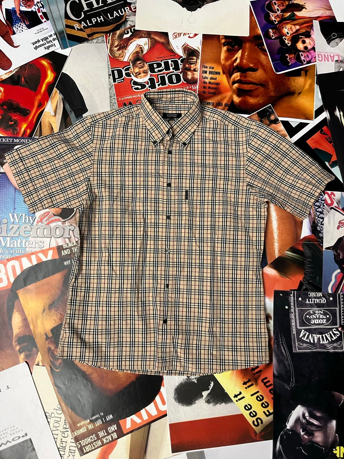 Burberry Black Label KOŠILE pánská béžová kostkovaná s krátkým rukávem M/L