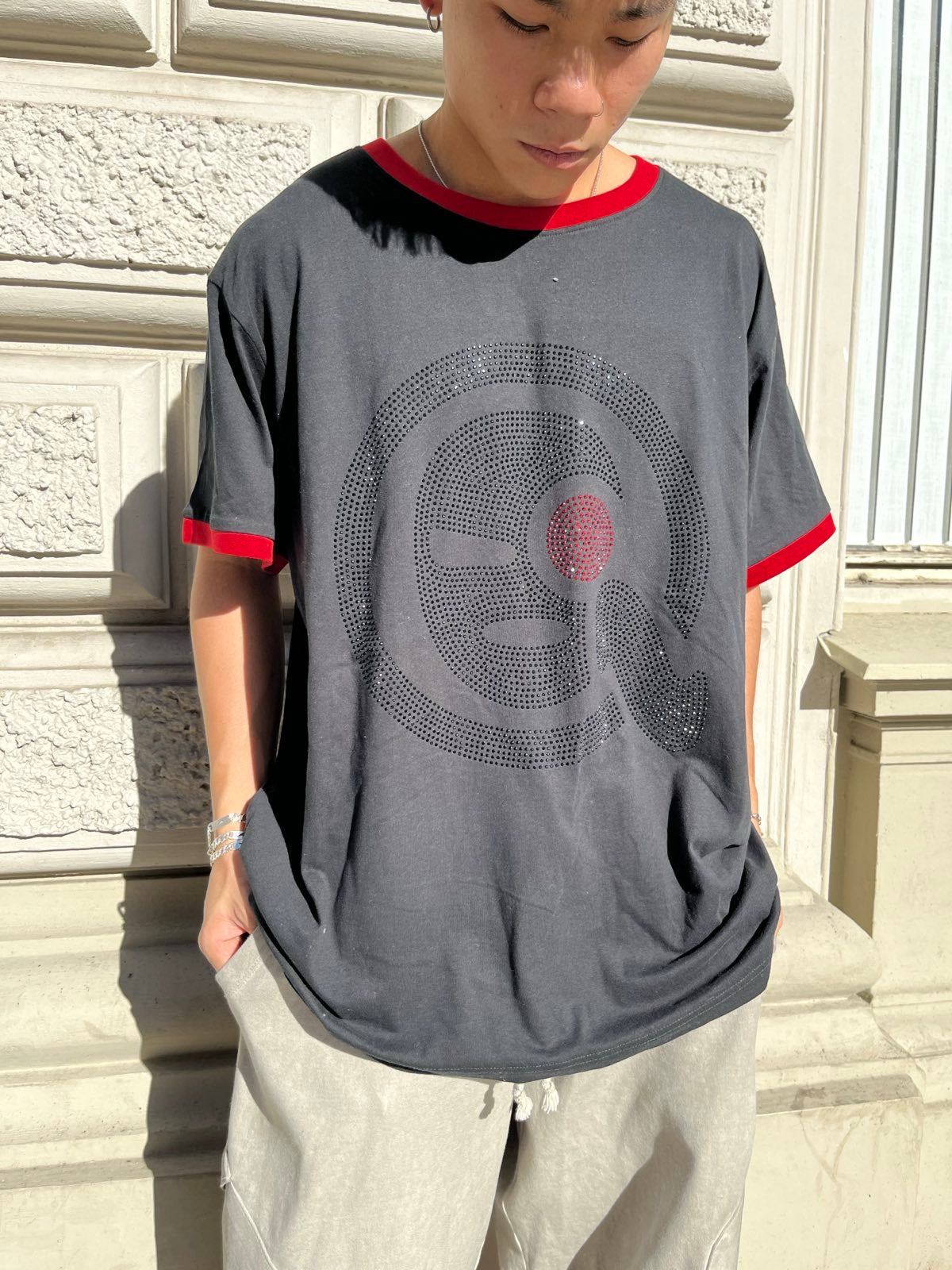 (4XL) 1of1 RINGER TRIKO černé STOLEN rhinestones logo