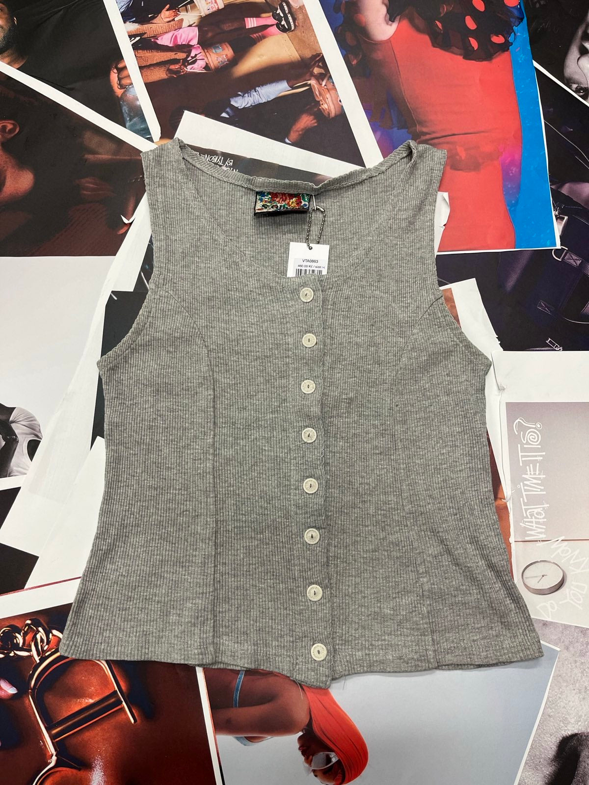 (M) S. Oilver šedé dámské tílko na knoflíky