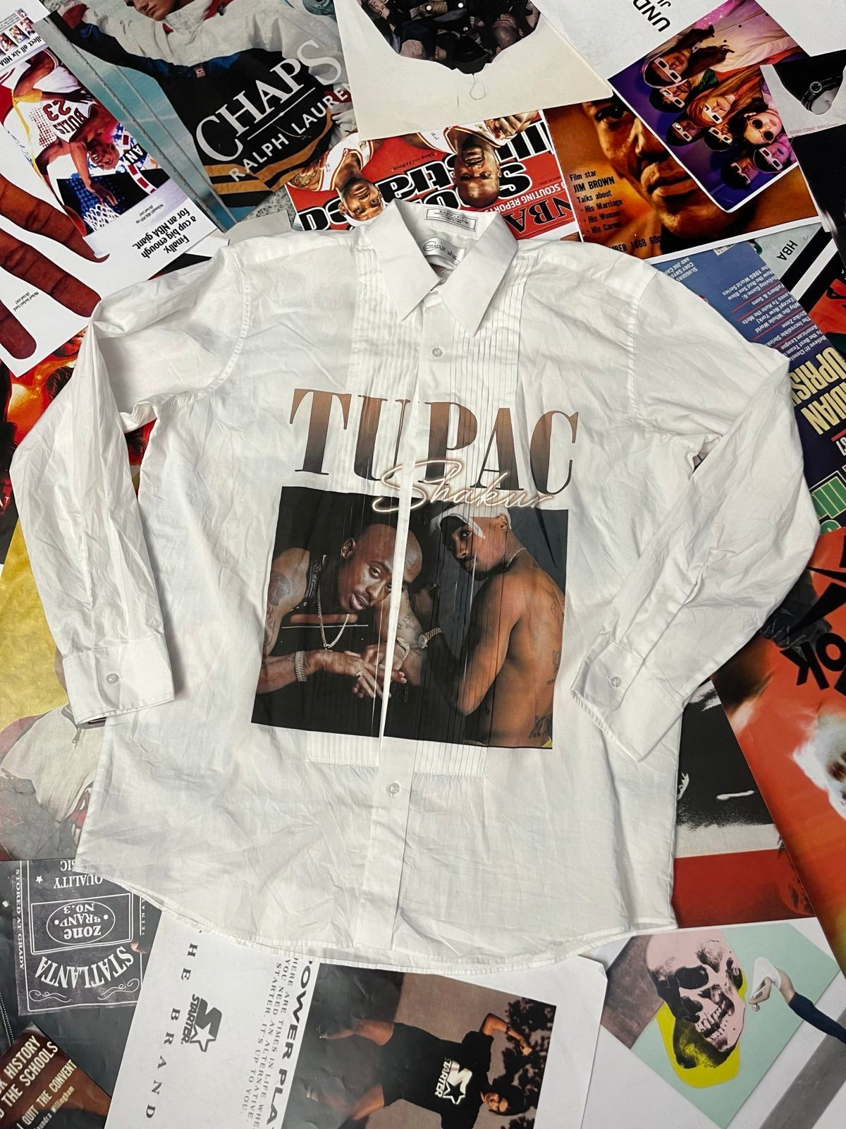 1of1 KOŠILE bílá s dlouhým rukávem, potisk Tupac Shakur