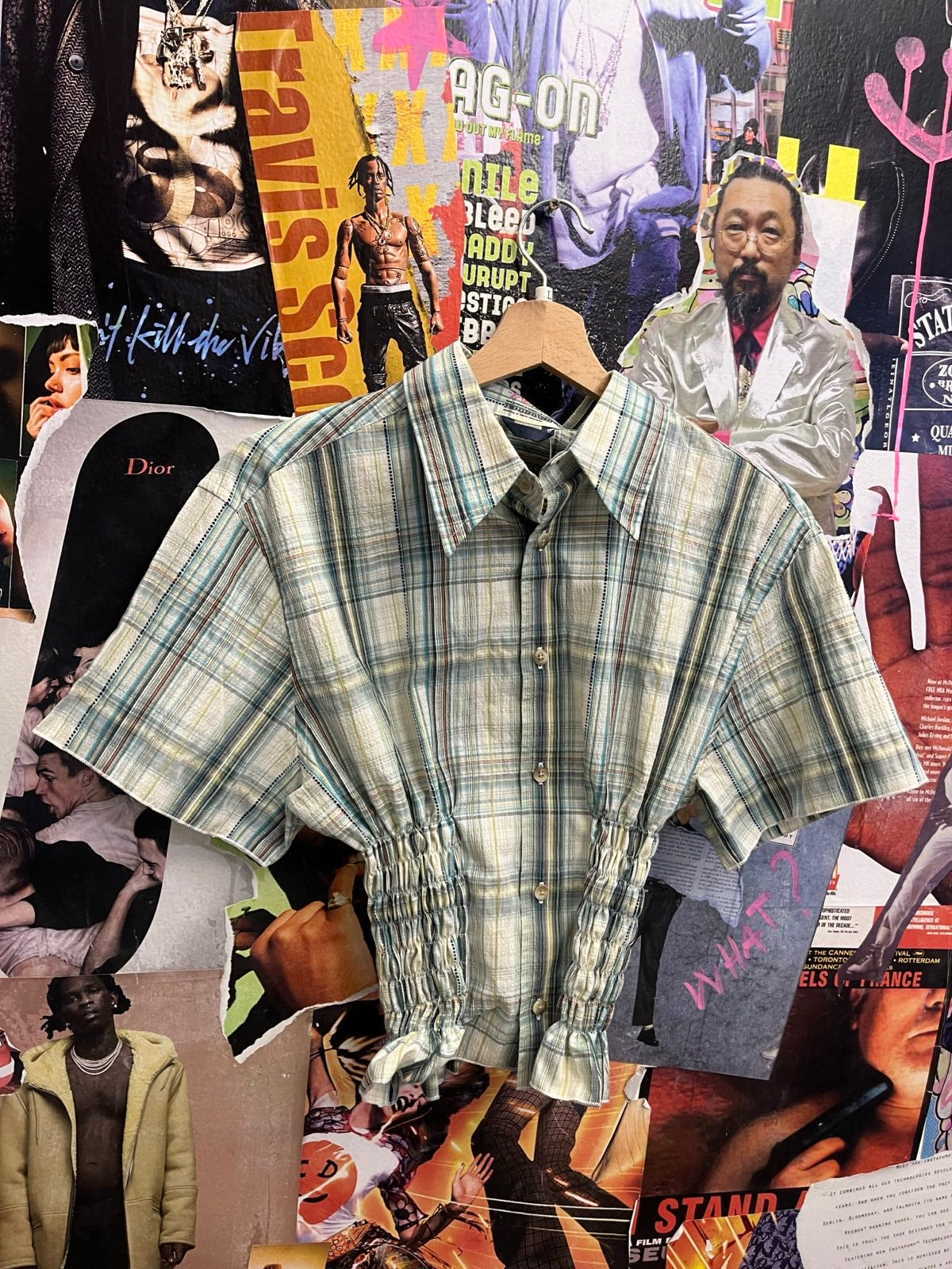 Reworked top KENZO home zelený s proužkama s žabičkováním L