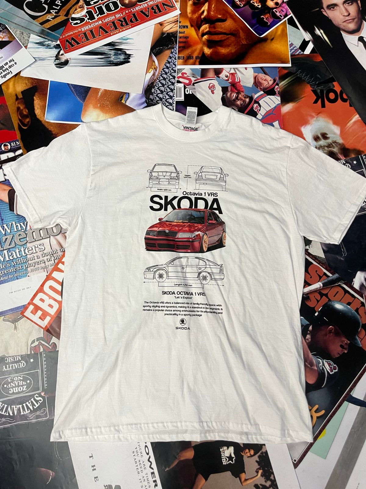 BOOTLEG triko bílé Škoda Octavia 1 VRS červená