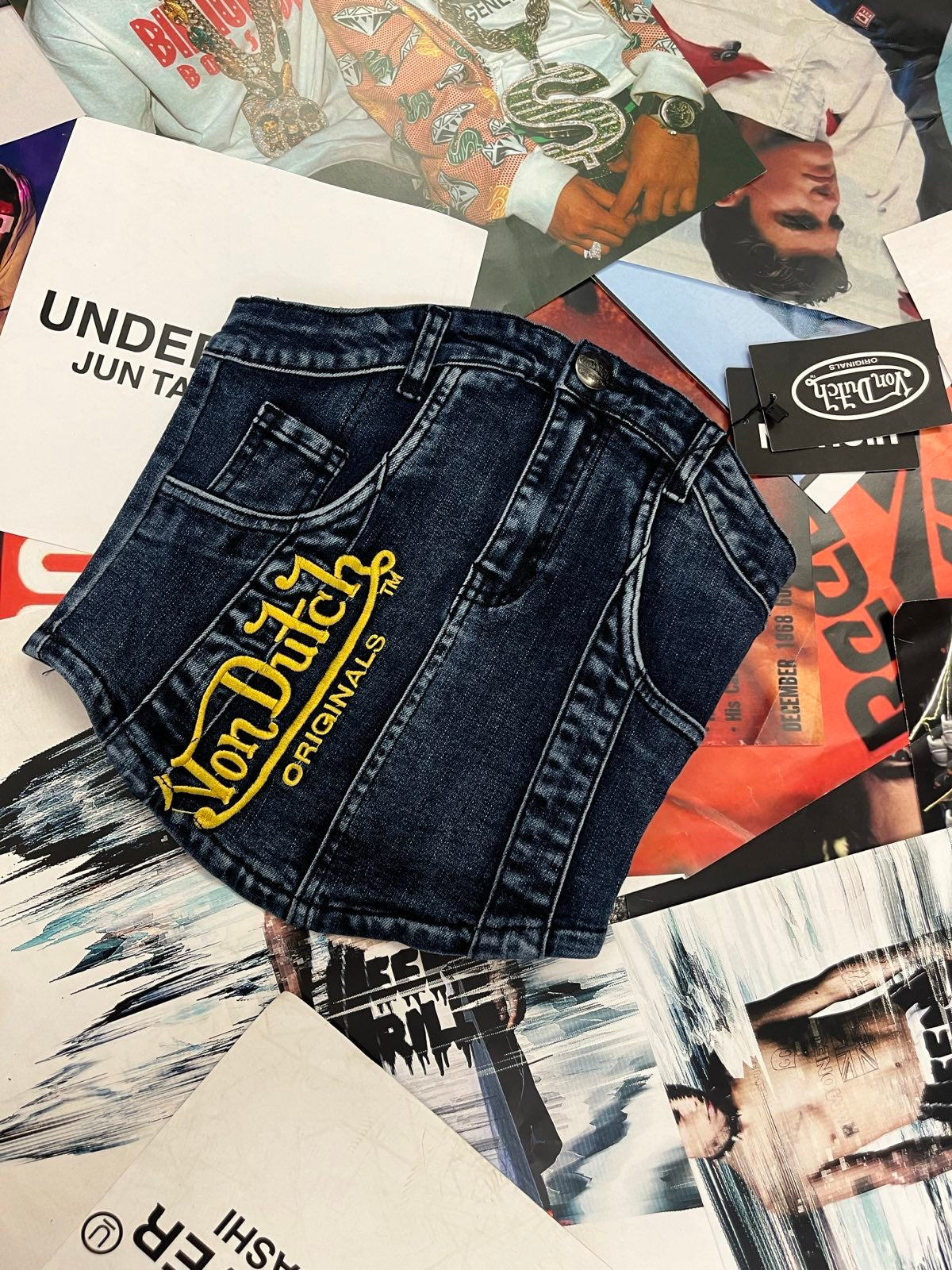Von Dutch top denim se žlutým Von Dutch XS