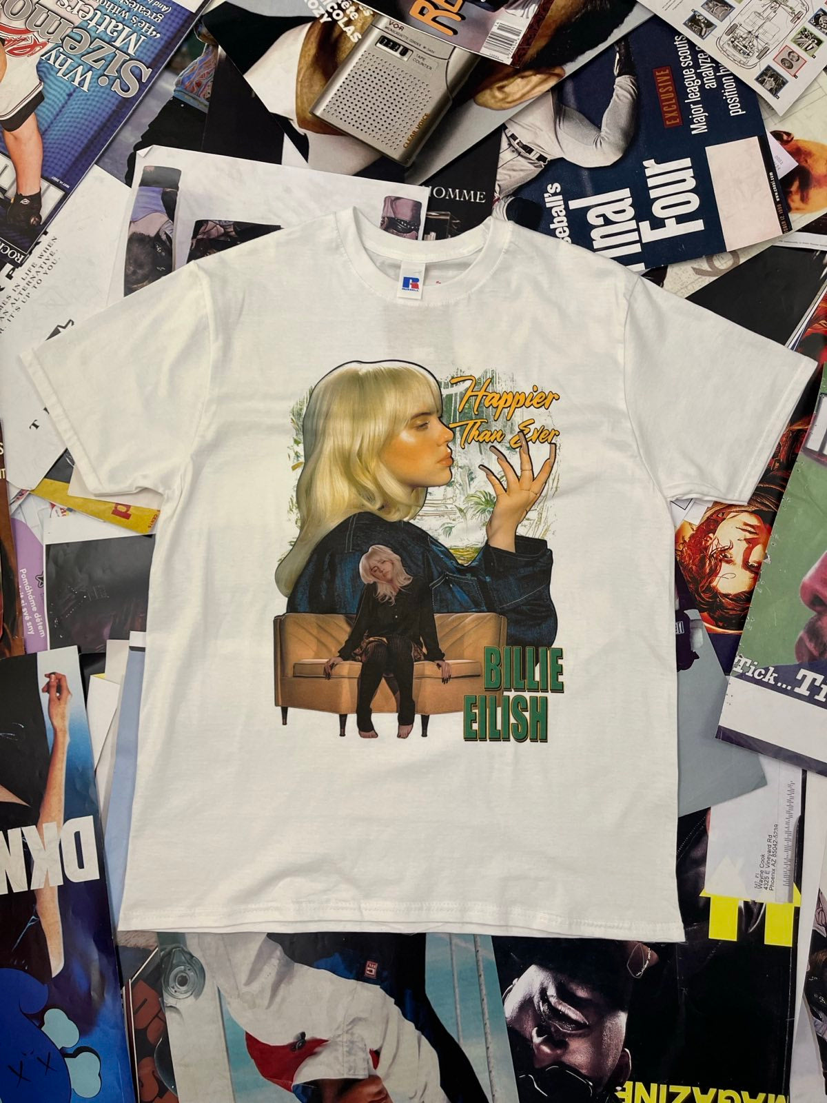 Triko BOOTLEG bílé Billie Happier than ever