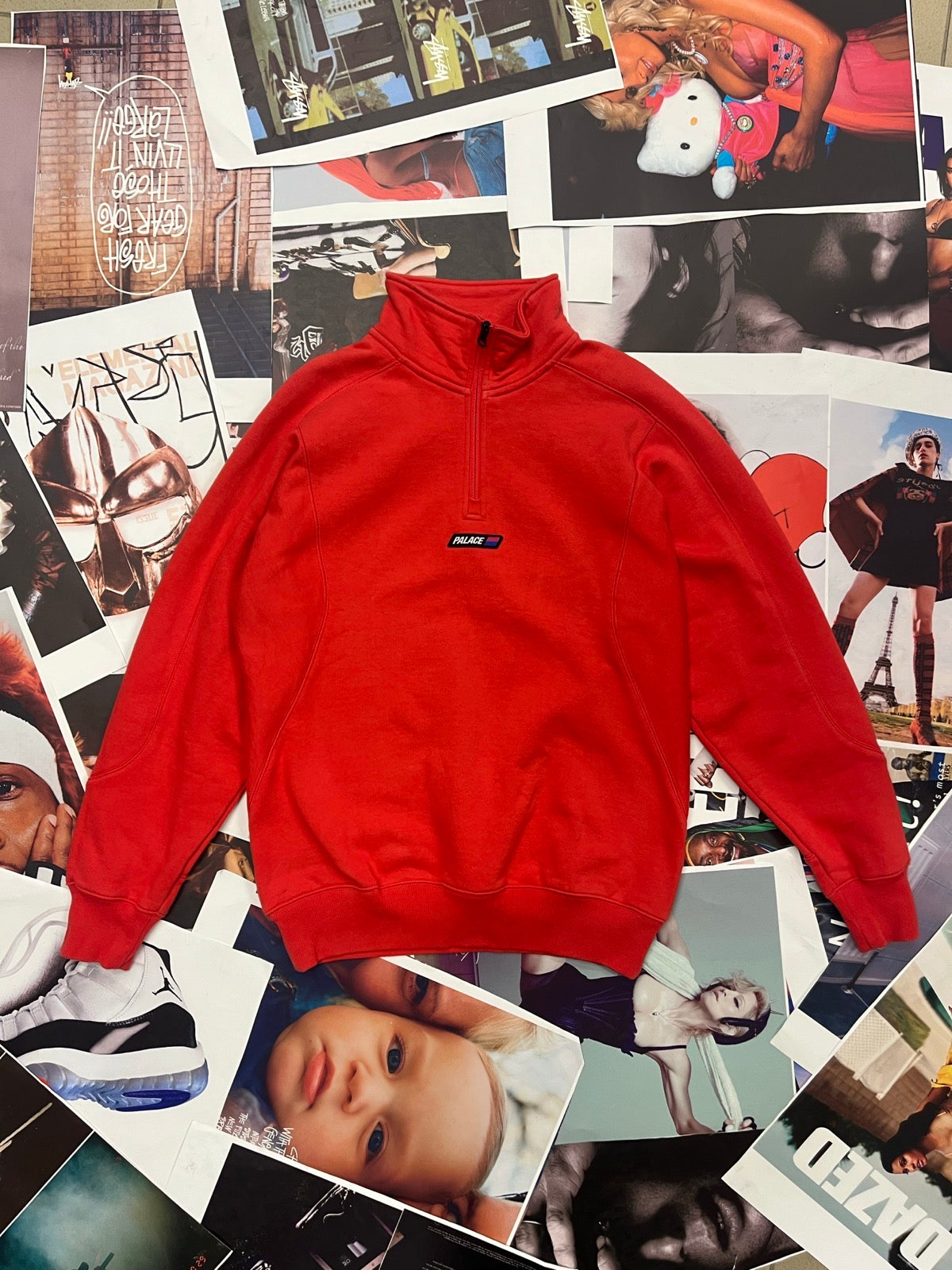 (M) PALACE Ferghaus 1/4 zip mikina červená