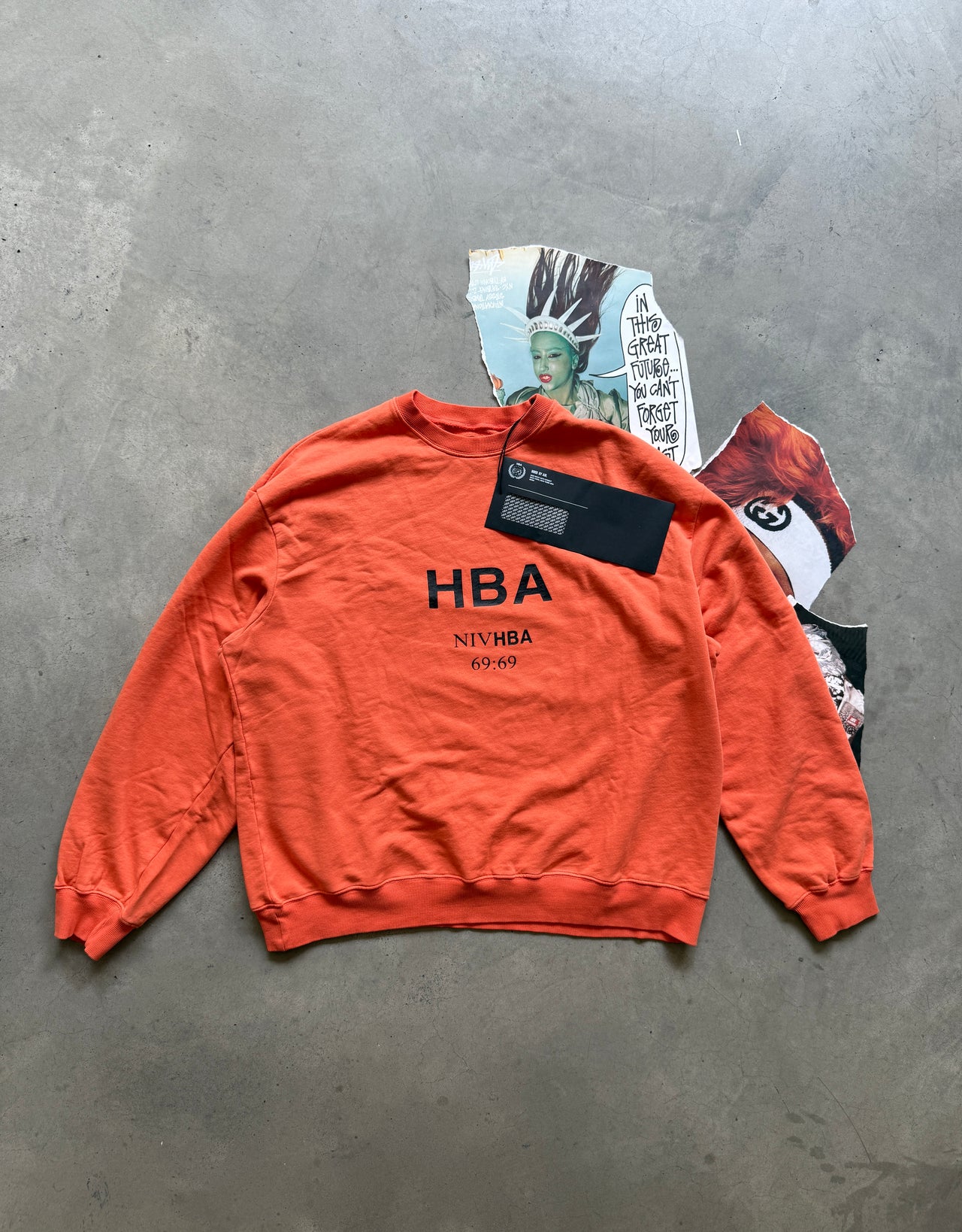 (XL) Hood By Air (HBA) oranžový crewneck sweatshirt