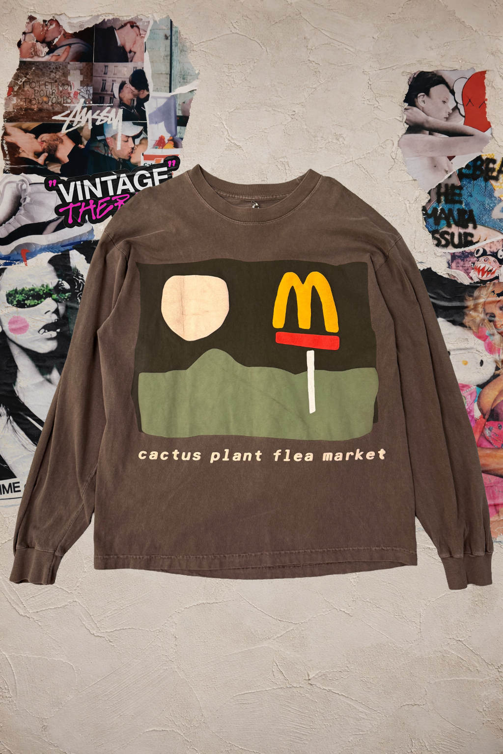 (L) Cactus Flea Market x McDonalds tričko tmavě šedé s dlouhým rukávem potisk McDnalds