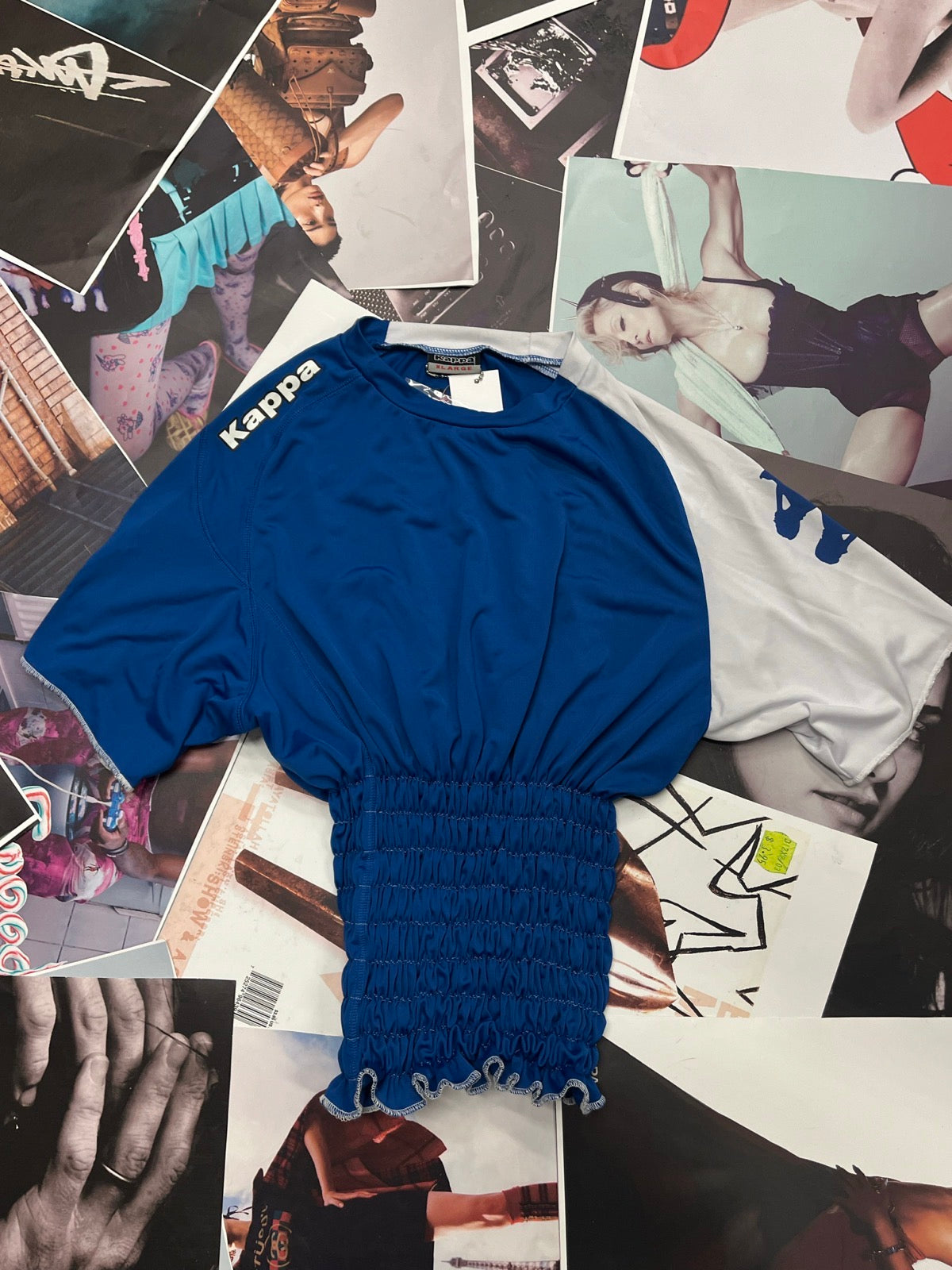 (XL) Reworked triko Kappa modré s žabičkováním