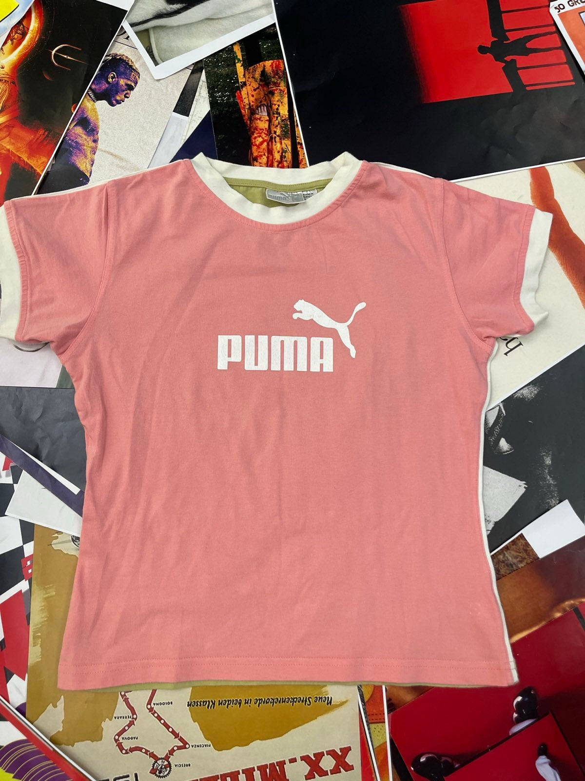 Puma TRIKO dámské růžové a zezadu zelené, bílý nápis Puma M