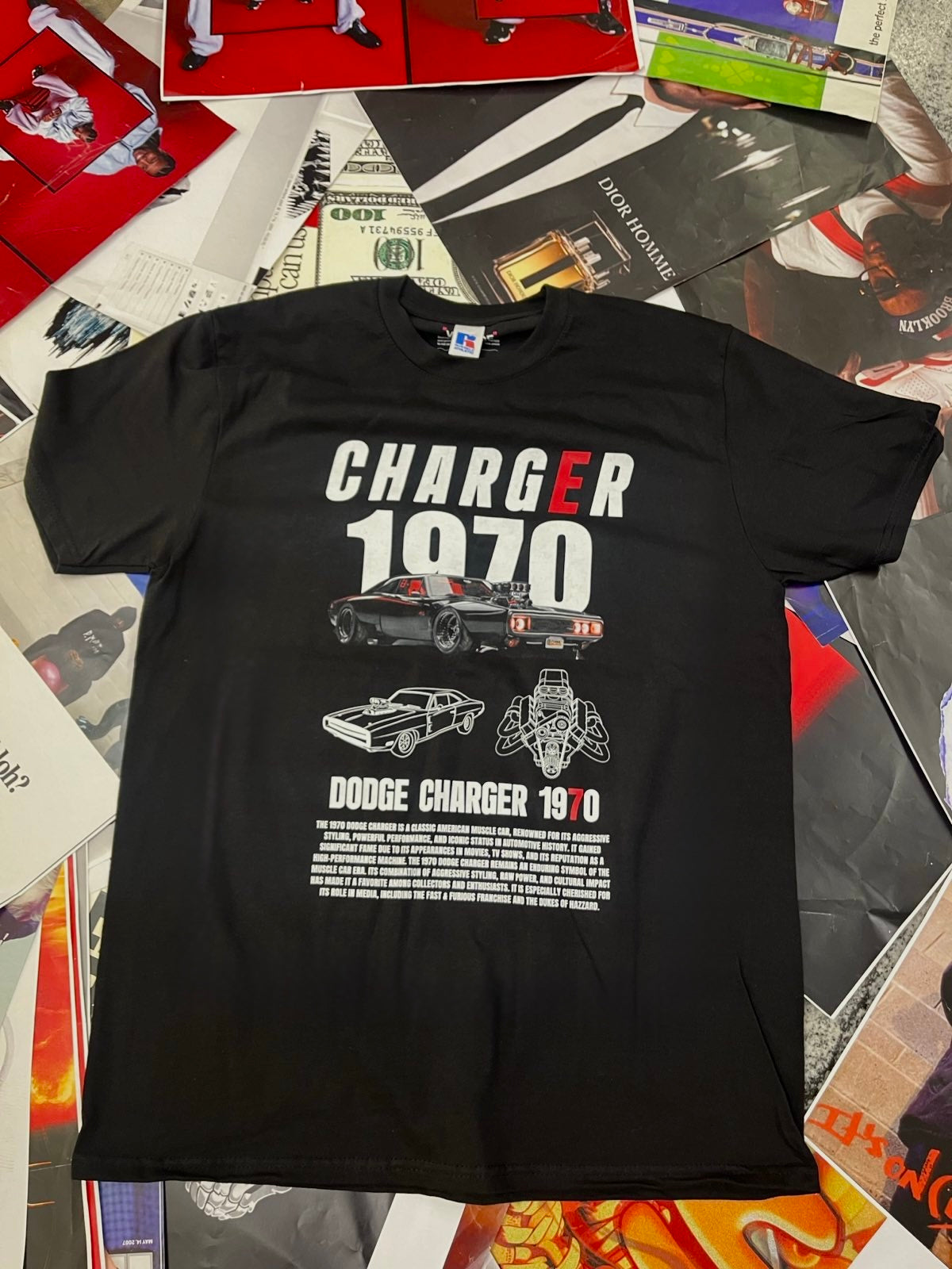 BOOTLEG triko černé Charger 1970