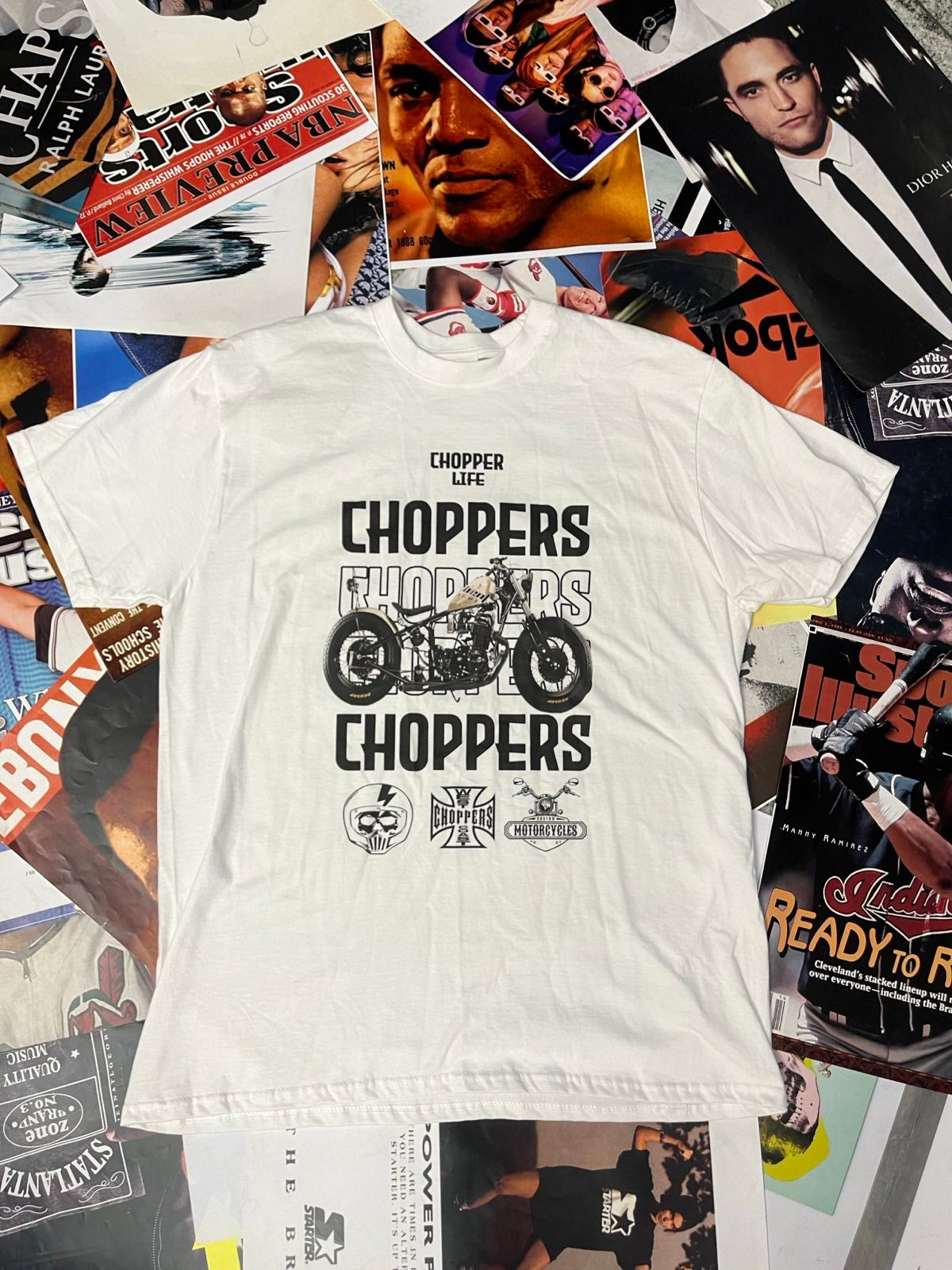 BOOTLEG triko bílé Choppers černá motorka
