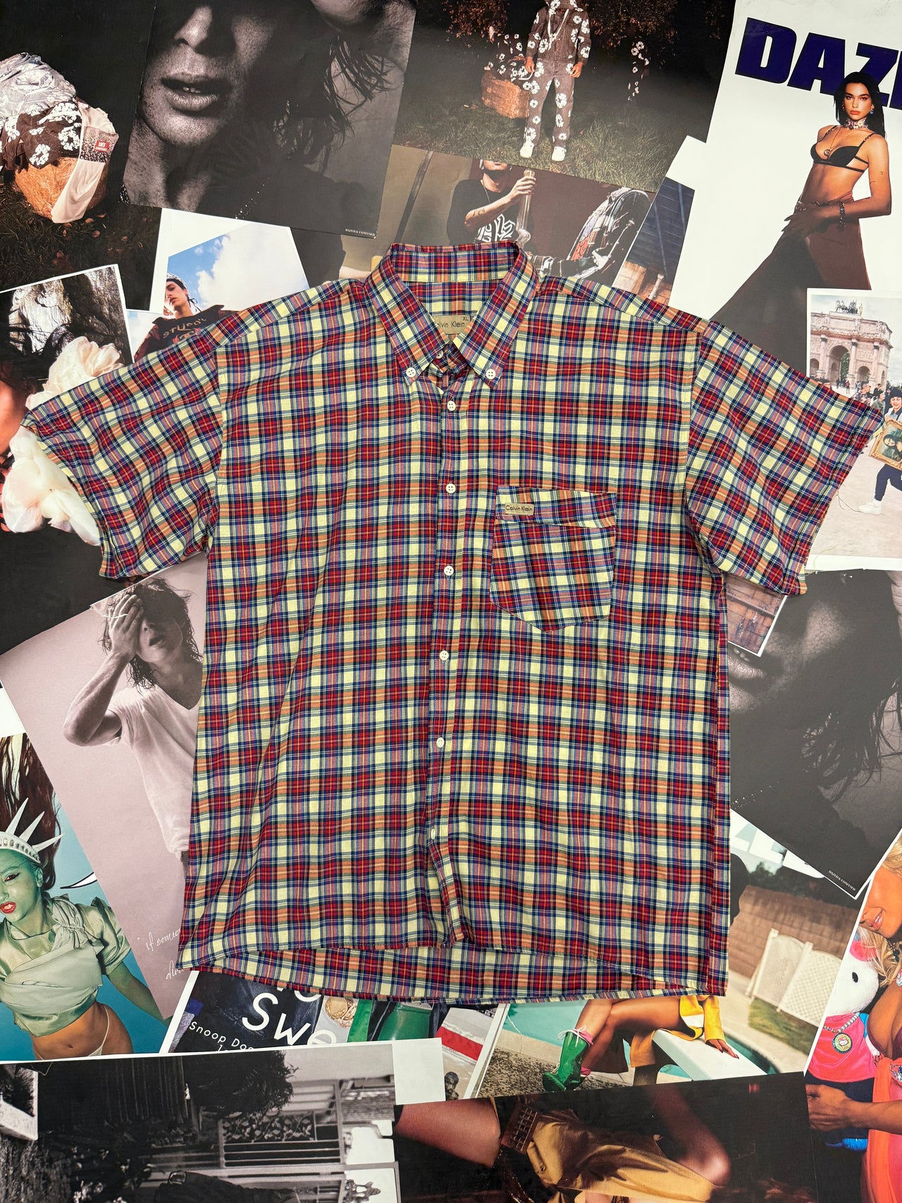 (XL) Calvin Klein kostkovaná košile s krátkým rukávem